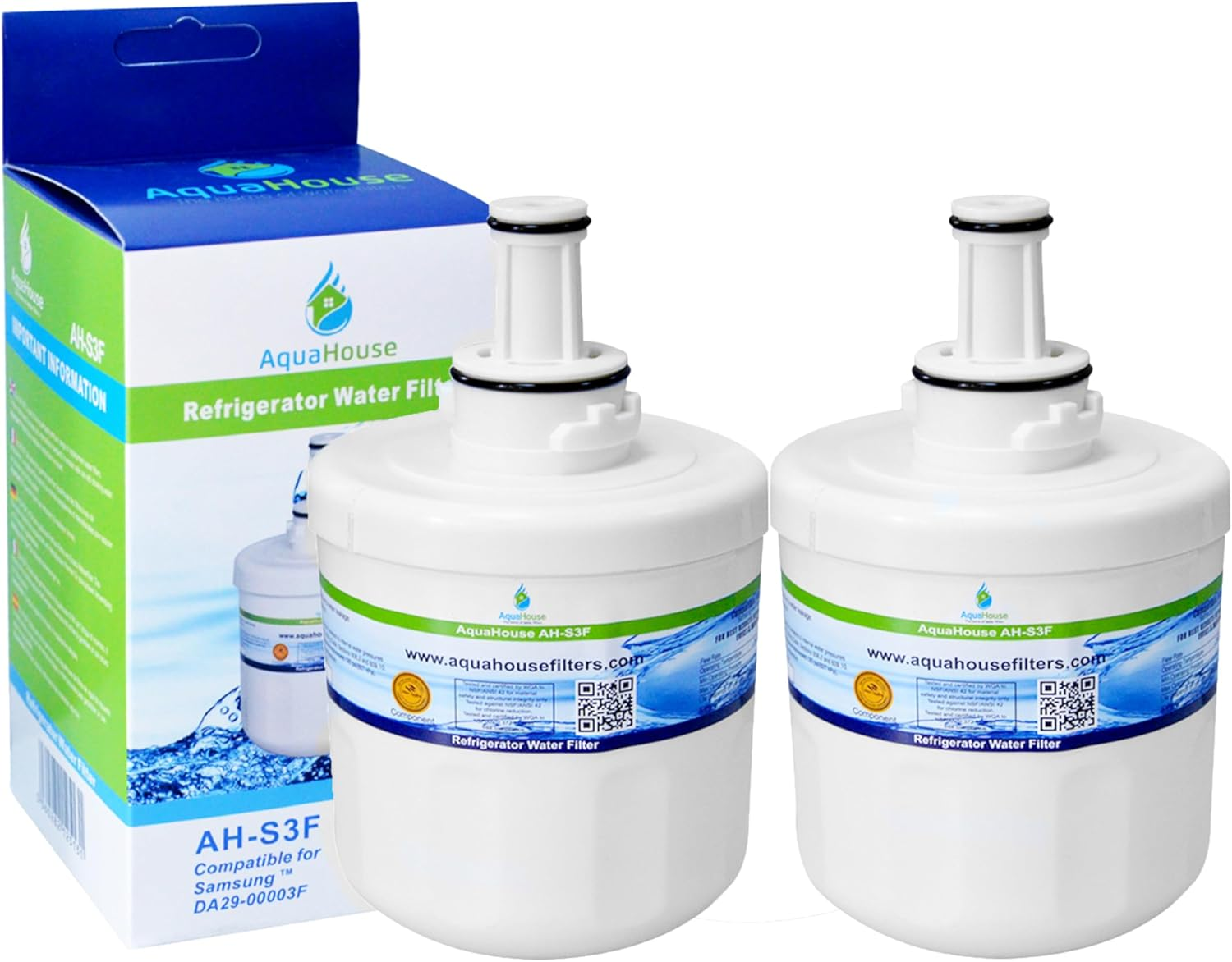 2X AH-S3F Filtre À Eau Compatible Pour Samsung Réfrigérateur DA29-00003F, HAFIN1/EXP, DA97-06317A-B, Aqua-Pure Plus, DA29-00003A, DA29-00003B