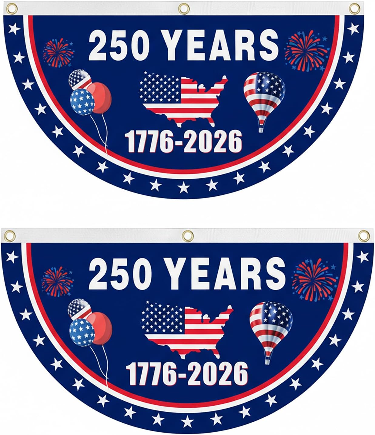 2-Pack 250th American Anniversary Flags 1776-2026 - USA 250th Outdoor Bunting Fl