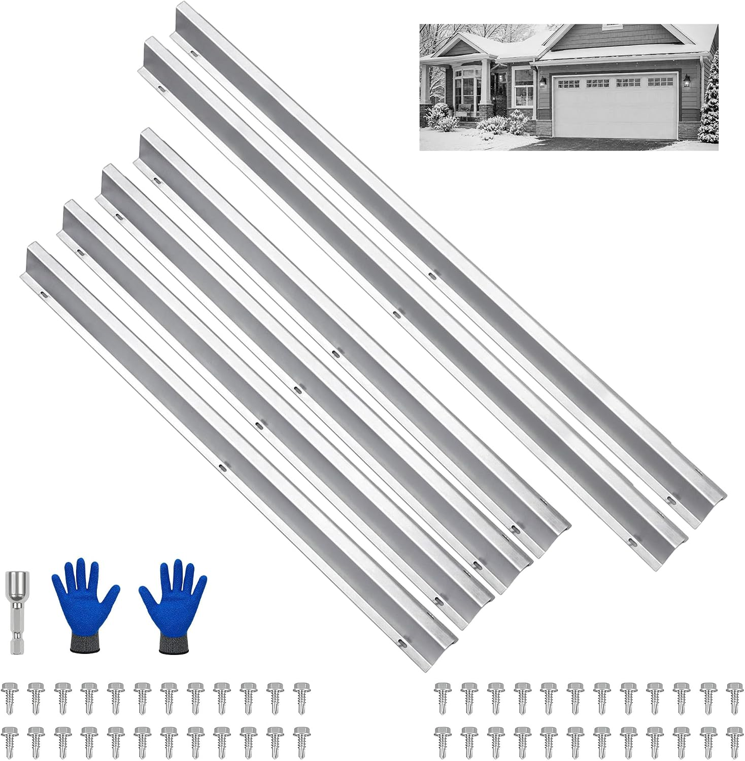 2 Set 9FT Garage Door Strut, Heavy Duty Galvanized Steel Garage Door Reinforcement Bracket, Garage Door Hurricane Brace Kit with Screws & Magnetic Nut Setter Included for 9 Ft Garage Doors