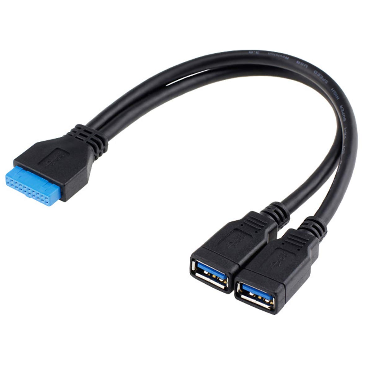 USB 3.0 Front Panel Header 19/20Pin 1 Male to 2 USB 3.0 Female Y Splitter Mainboard Header Port Extension Cable Adapter 20CM