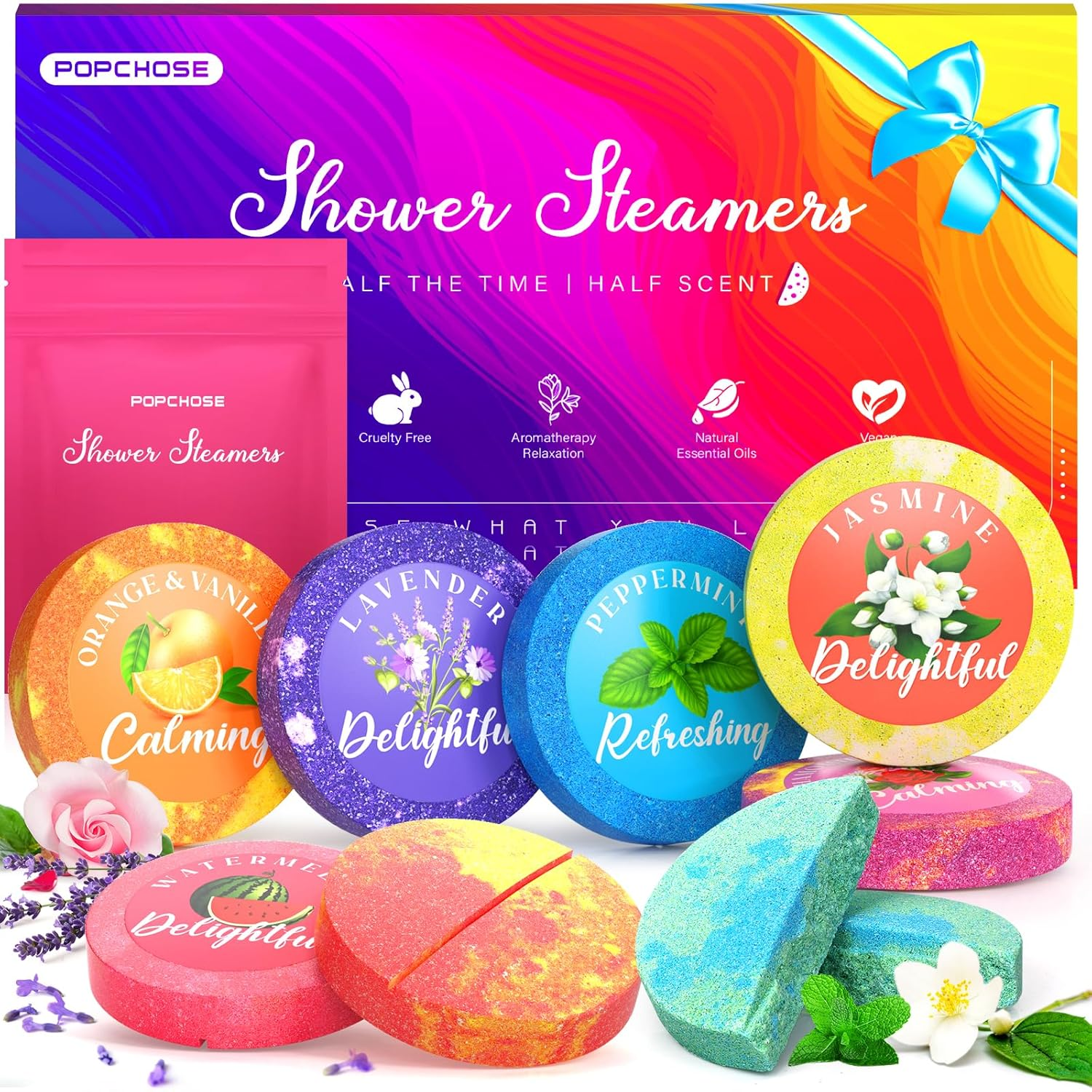 Shower Steamers Aromatherapy for Women - 8 Scents Bath Bombs with Gift Packing, Birthday Gifts for Women, Men, Dad, Grandma, Daughter, Self Care Shower Tablets, Stress Relief & Home Spa-Variety