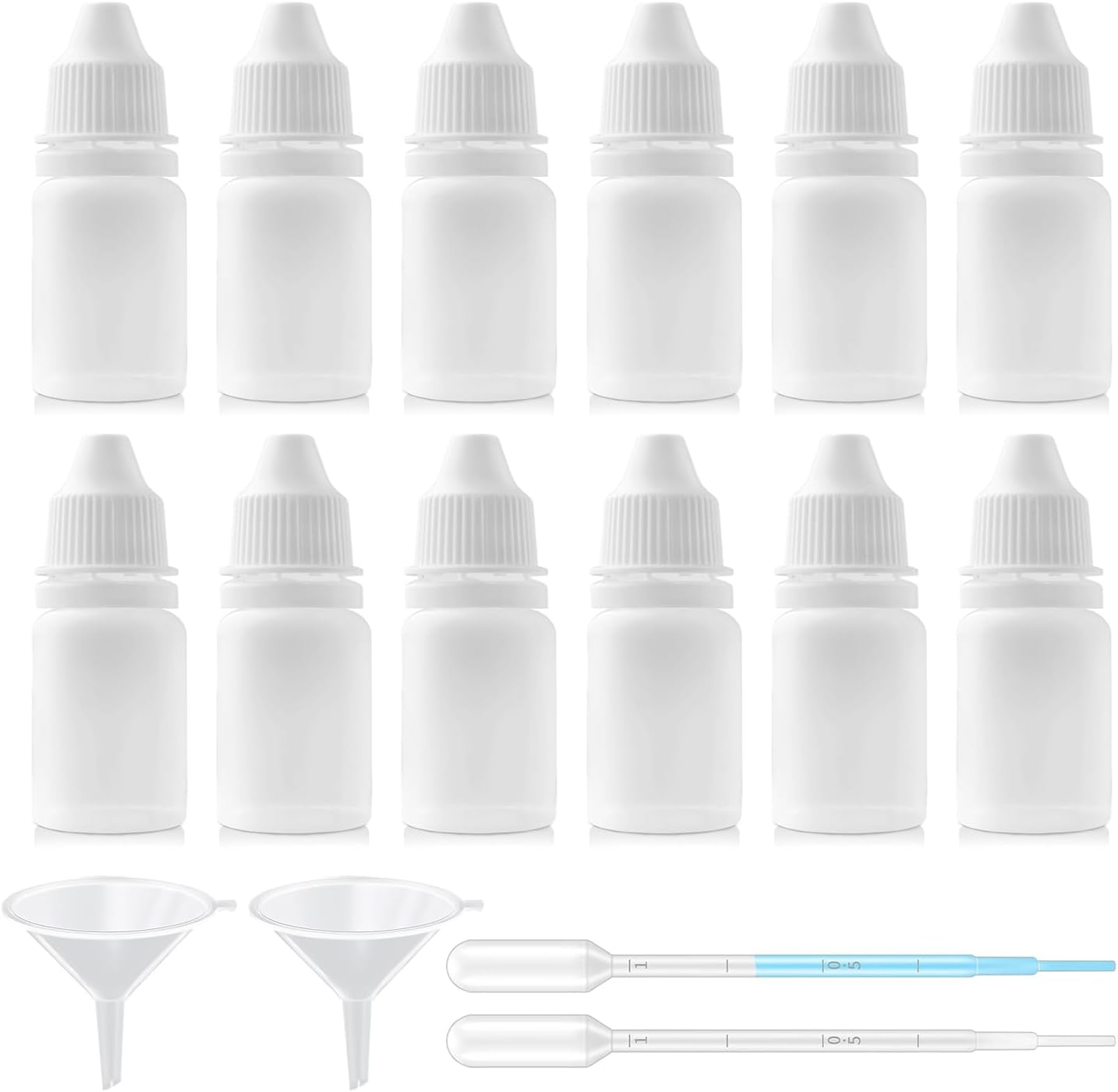 12 botellas plasticas 10ml blancas gotero vacias recargables con tapa y sello