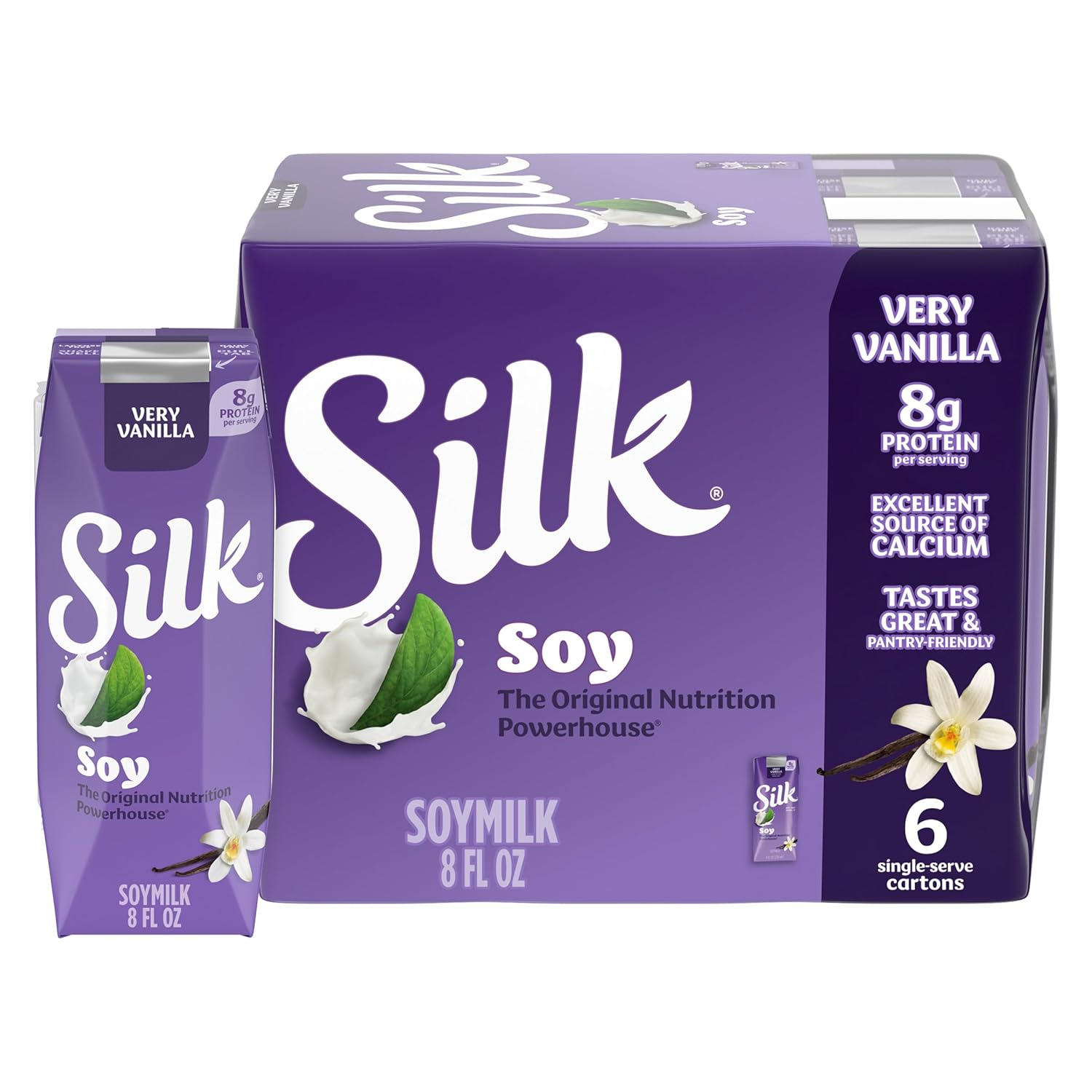 Shelf-Stable Soy Milk Singles, Very Vanilla, Dairy-Free, Vegan, Non-Gmo Project Verified, 8 Oz., 6 Pack