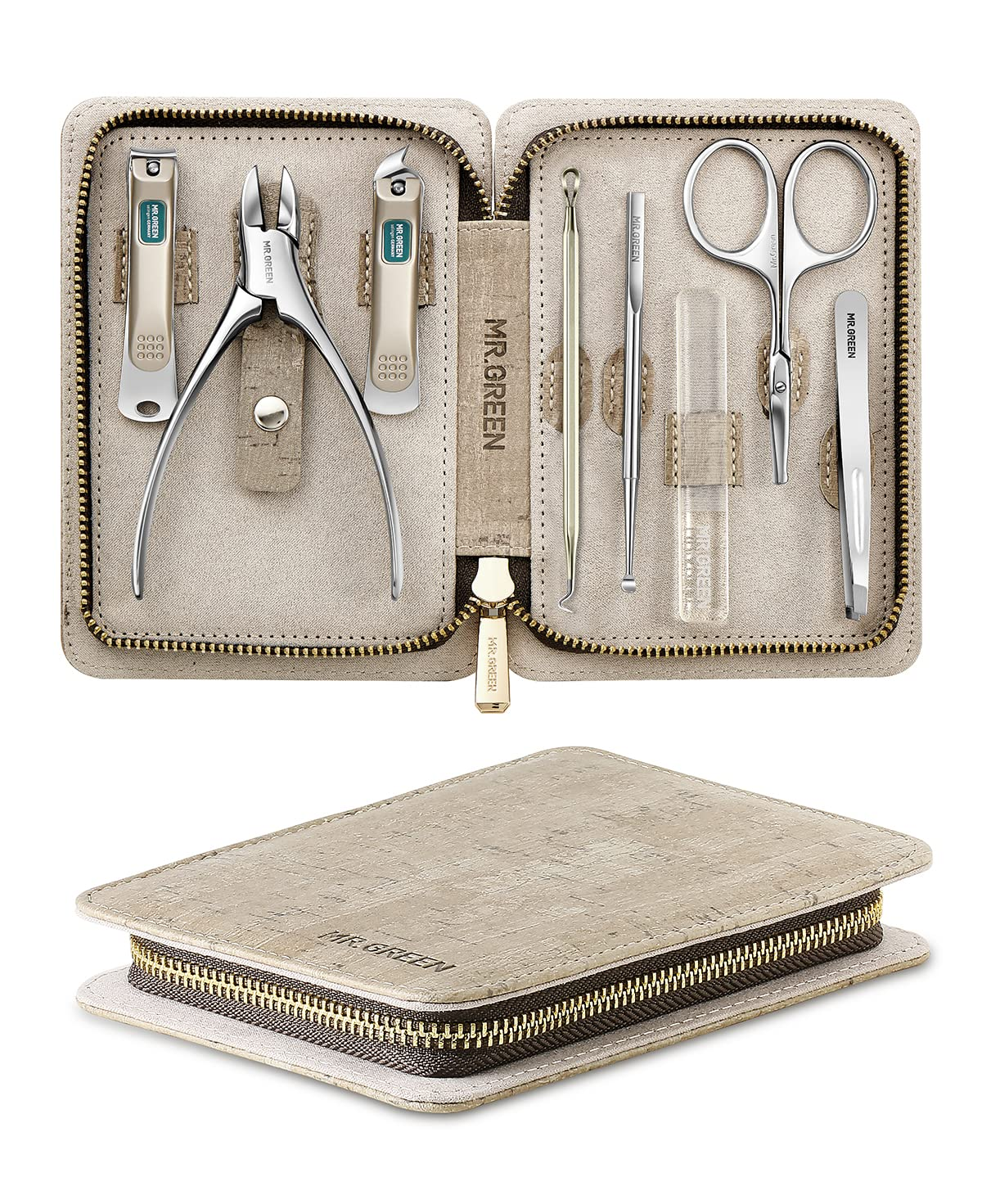 Manicure Set 8 in 1,Professional Pedicure Kit,Stainless Steel Manicure Kit,Portable Travel Grooming Kit Nail Care Tools,Nail Clippers Pedicure Tools with Leather Travel Case (Brown)