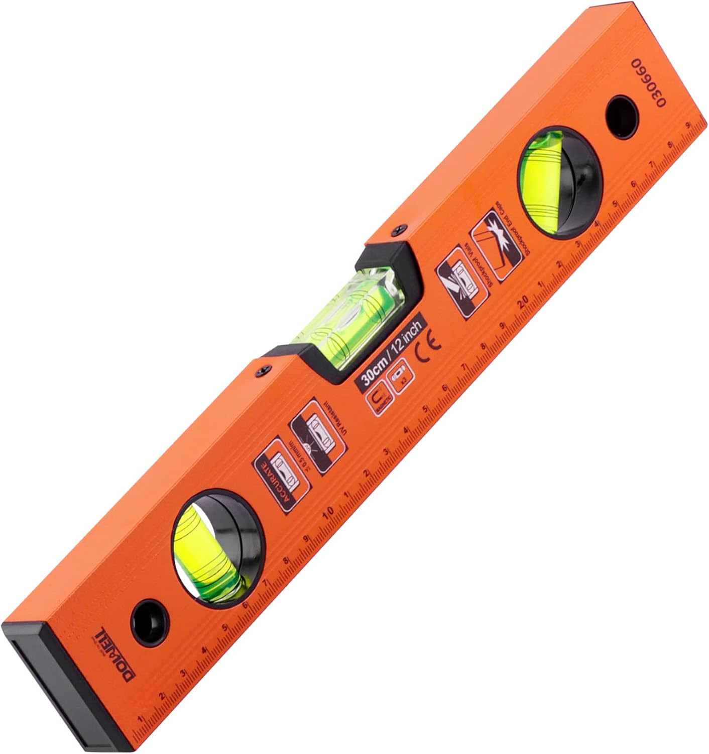 12 Inch Magnetic Spirit Level with Metric Scale, 3 Different Bubbles-45°/90°/180°Hy030660
