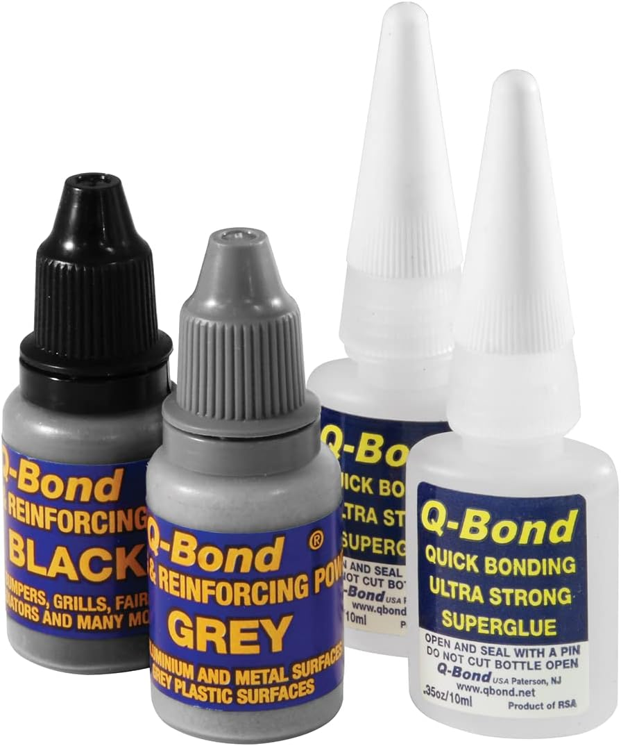 K Tool International 90002 Q Bond Ultra Strong Adhesive Kit for Garages, Repair Shops And, DIY, Repairs Hard Plastics/Pvc/Metals, (2) Adhesive Bottles, (1) Plastic and (1) Metal Reinforcing Powders