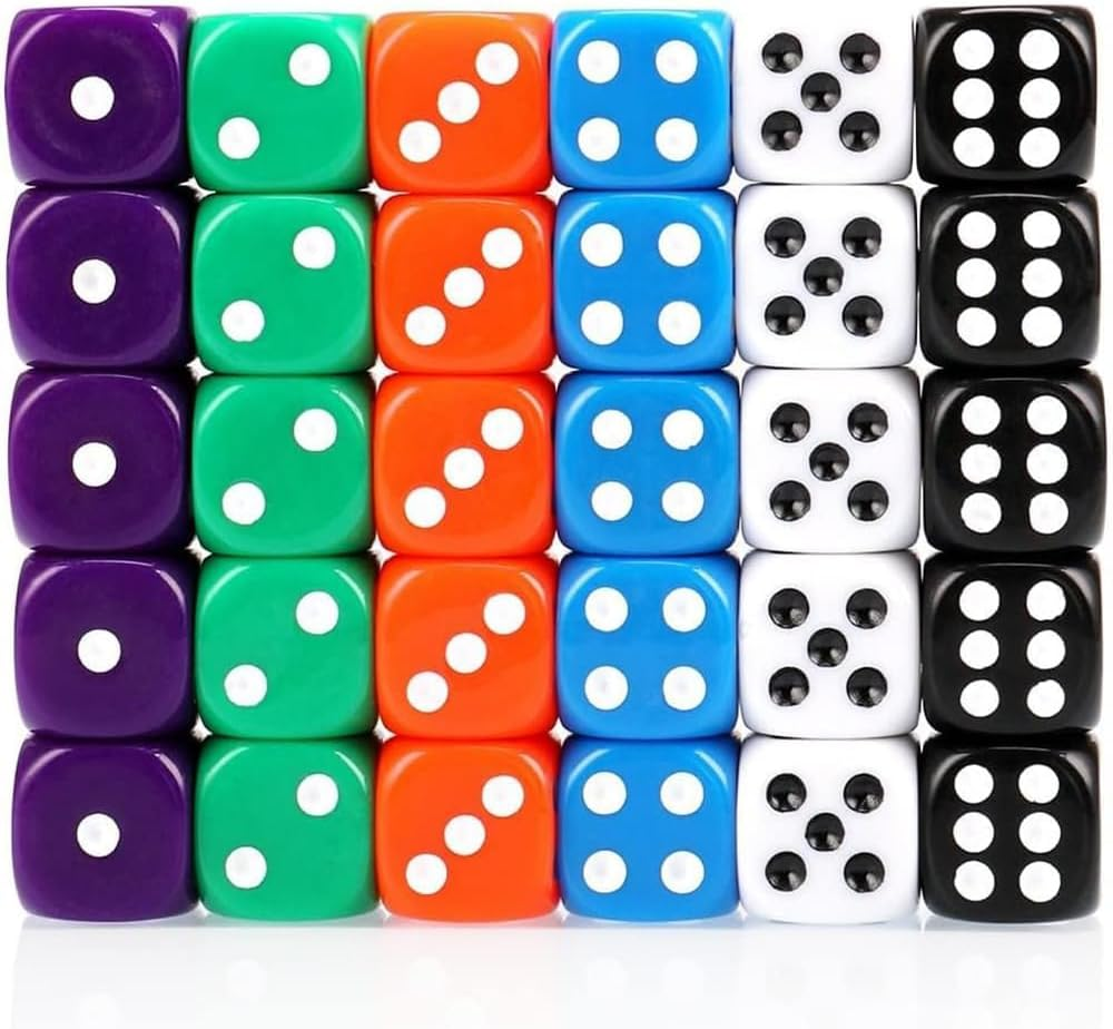 Dice Set 30PCS - 6 Sided 16Mm 6 Colours Spot Game Dice Set for Smoother Rolling