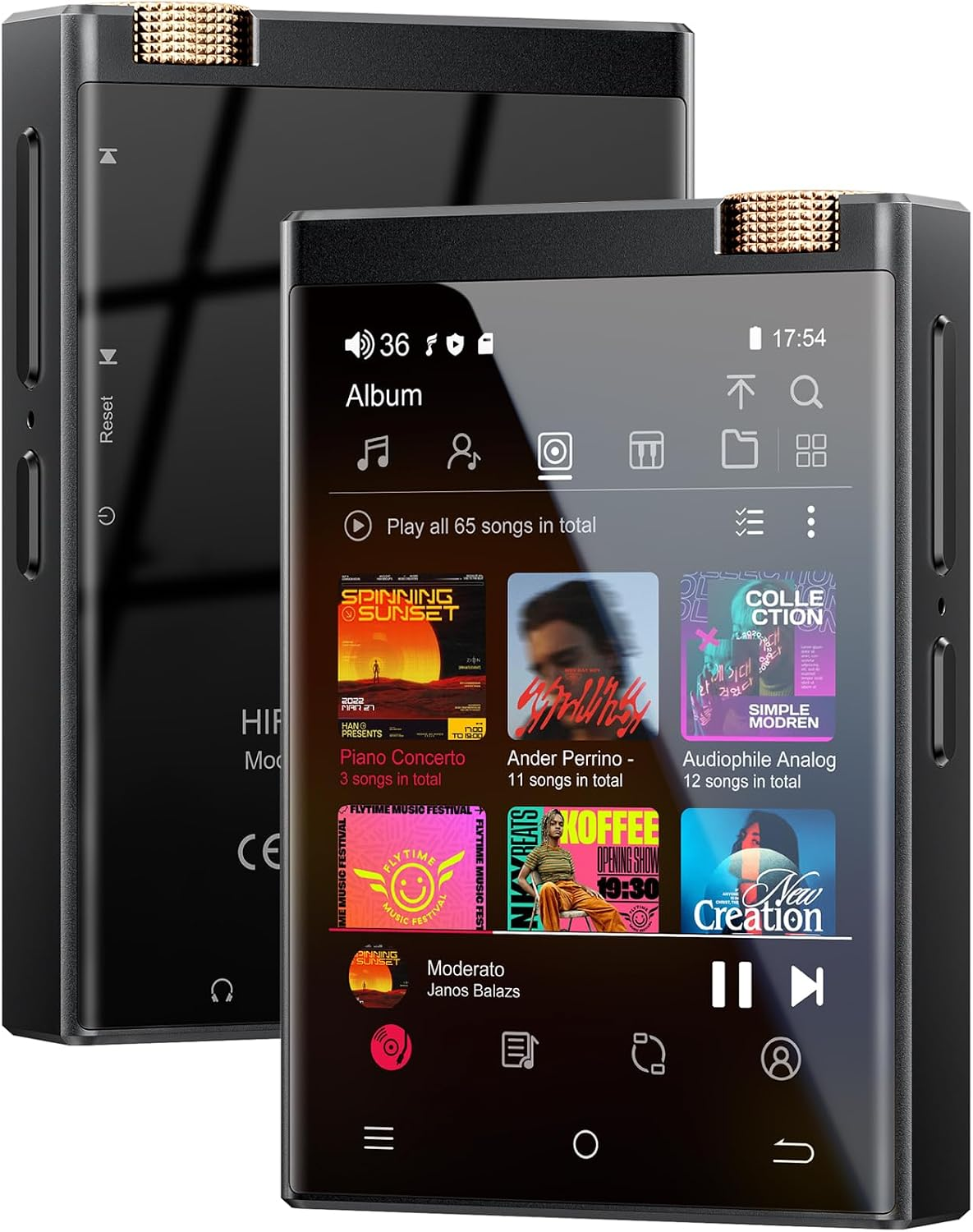 Hifi MP3 Player with Bluetooth and Wifi, Oilsky Lossless DSD High-Resolution Digital Audio Music Player, High-Resolution Portable Audio Player, Supports up to 1TB Black
