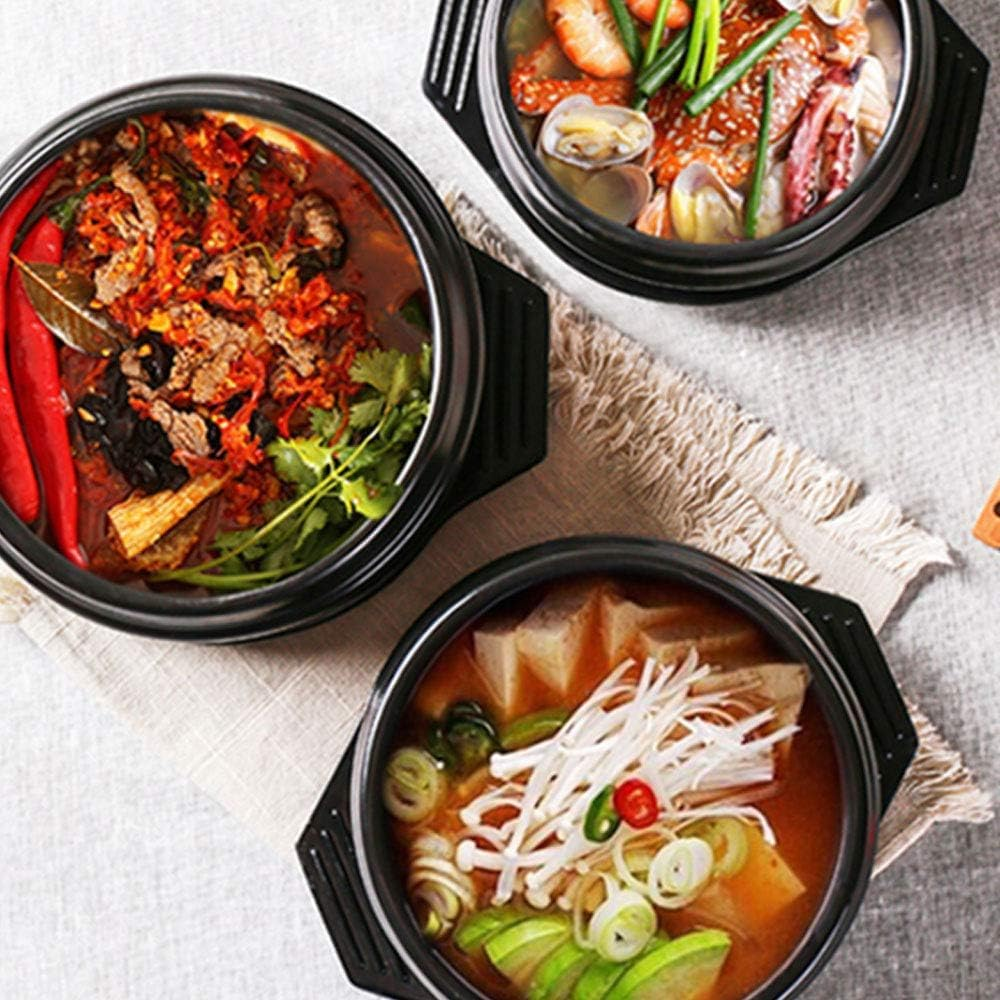 Korean Stone Bowl for Bibimbap and Soup, No Lid, Premium Ceramic with Melamin... - Picture 3 of 14