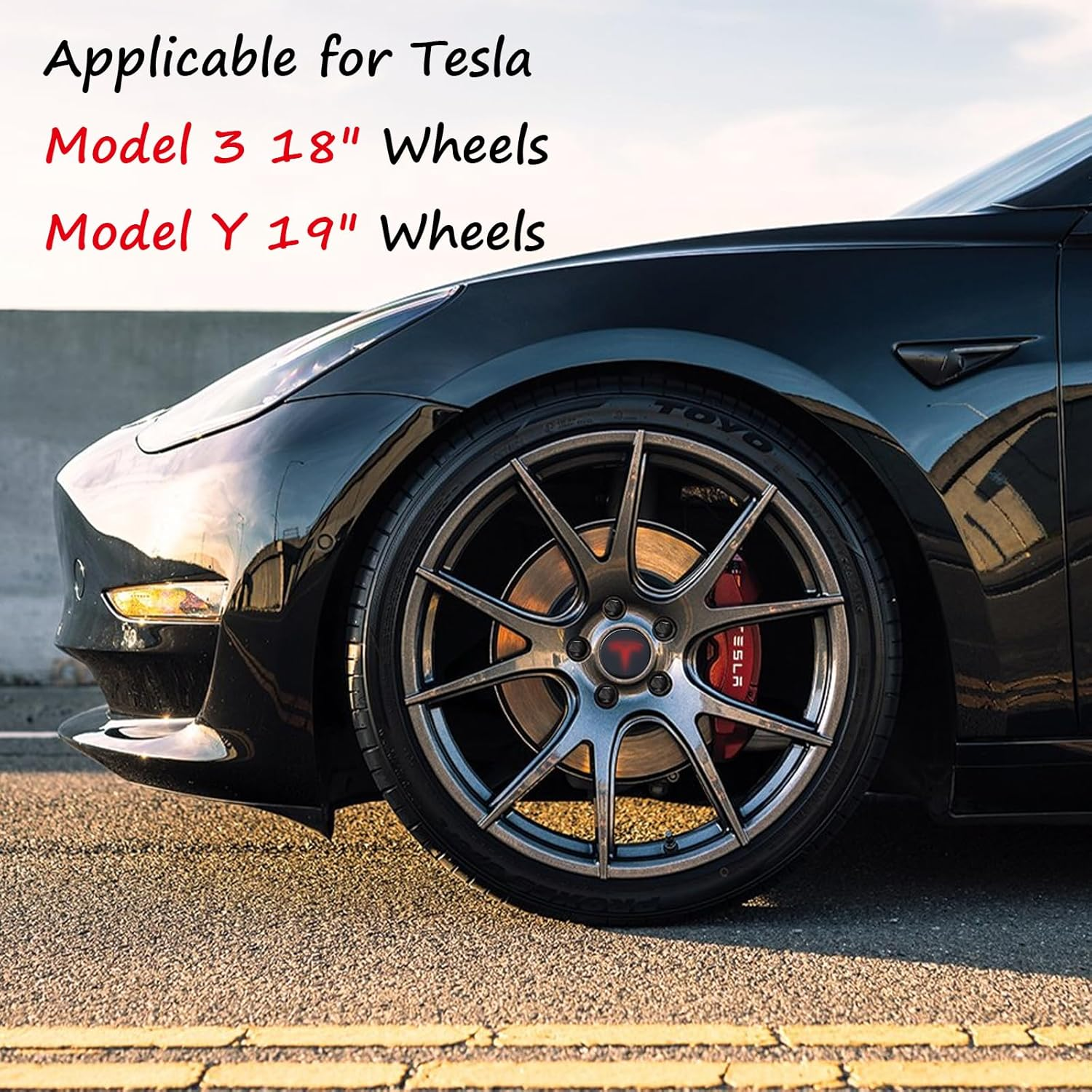 4PCS Wheel Cover Center Caps Sticker for Tesla Model 3 Model Y Emblem Hubcaps... - Picture 3 of 13