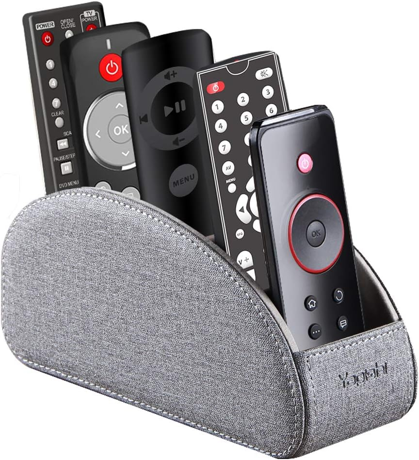 PU Leather TV Remote Control Holder 5 Compartment Desk Bedside Organizer