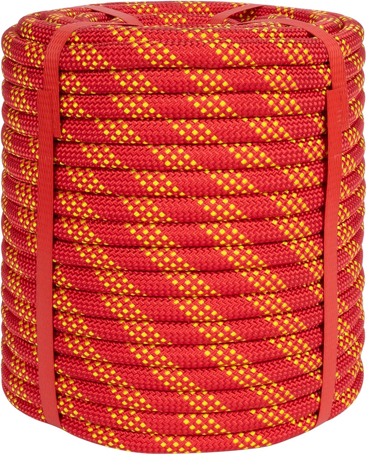 Cuerda de escalada de 1/2 pulgada, 150 pies, roja, 48 hebras para escalada de árboles
