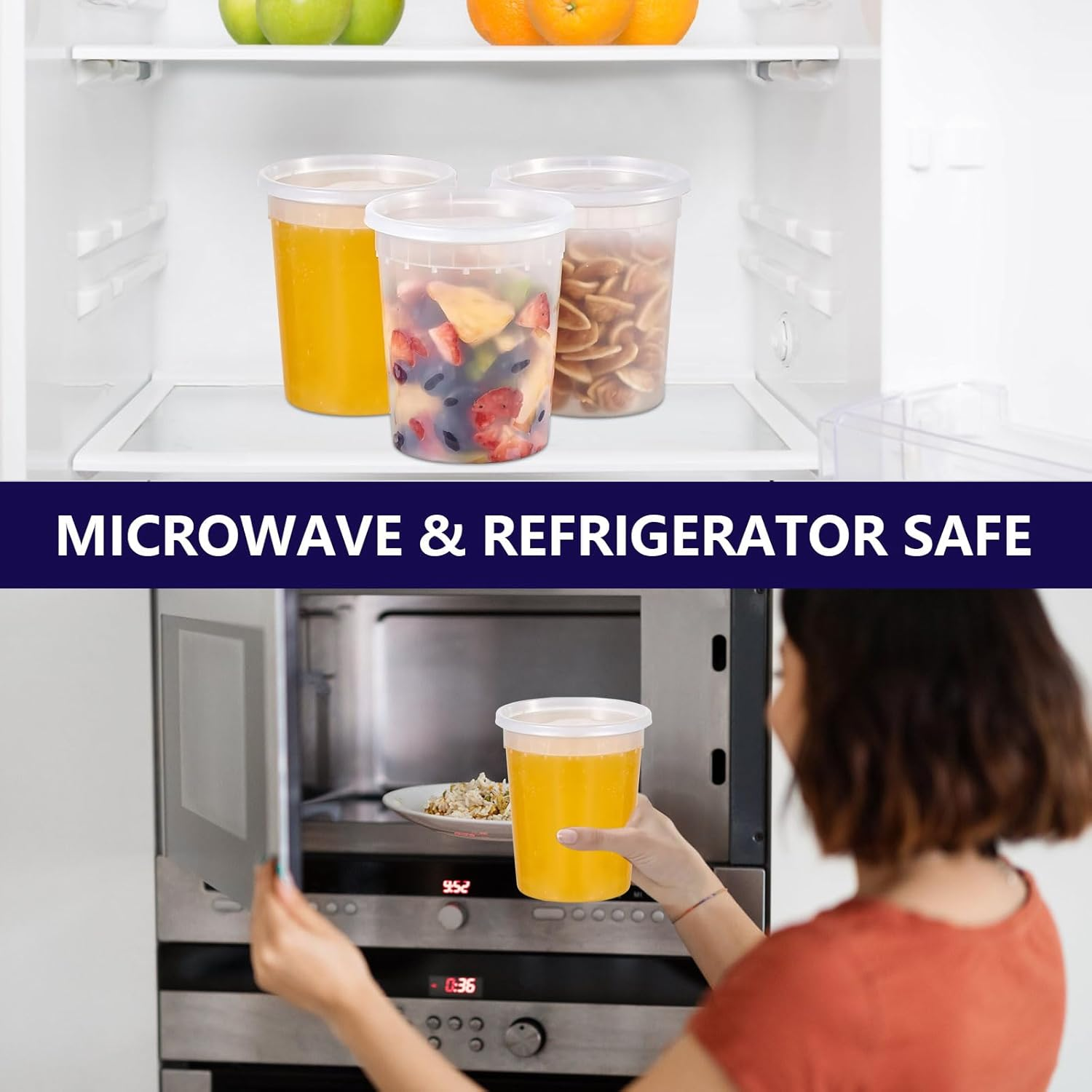 36-Pack 32 oz Plastic Deli Food Containers with Lids plastic soup containers ... - Picture 5 of 20
