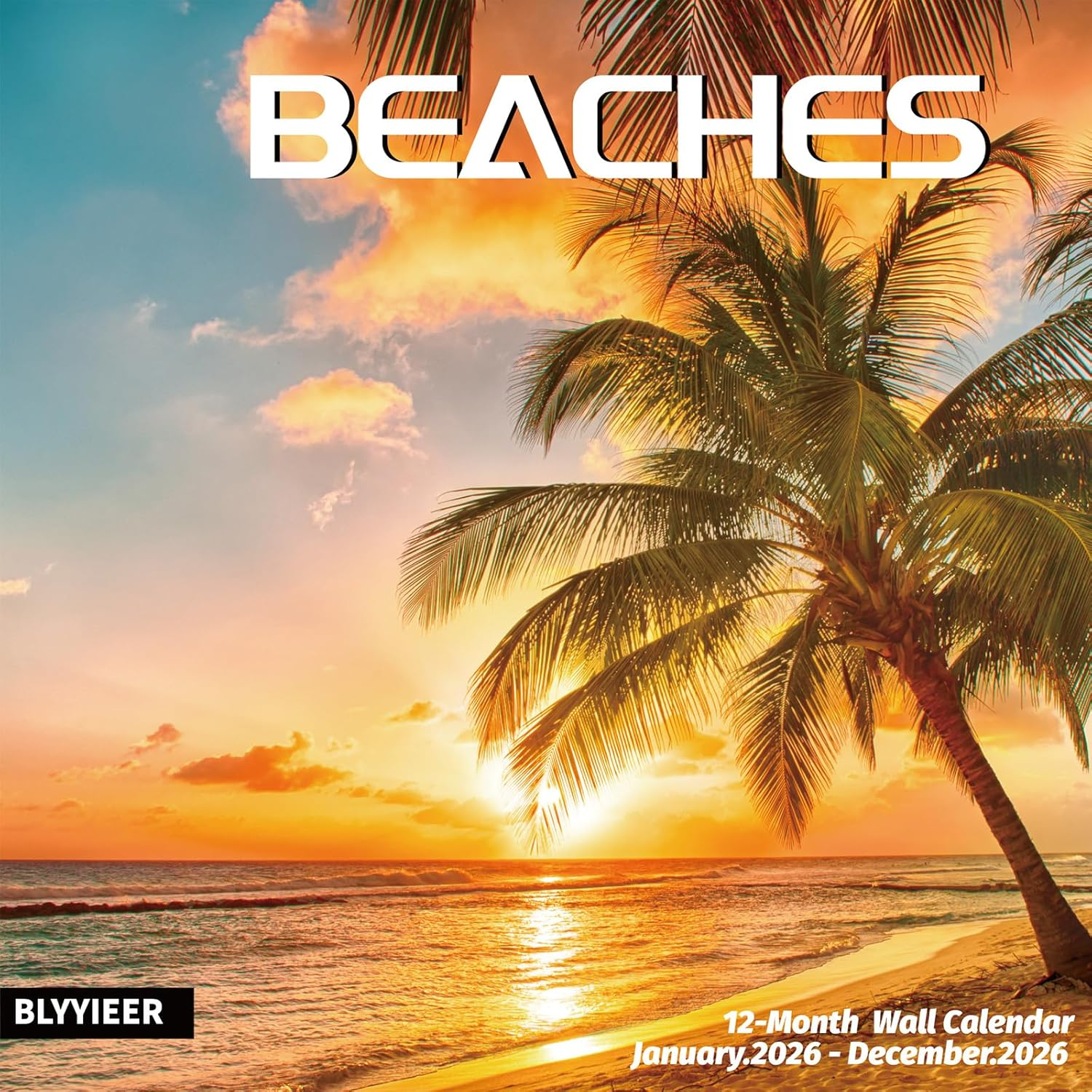 2026 Wall Calendar BEACHES, 12 Months Hangable Wall Calendars, Beach Calendars 2026, 12