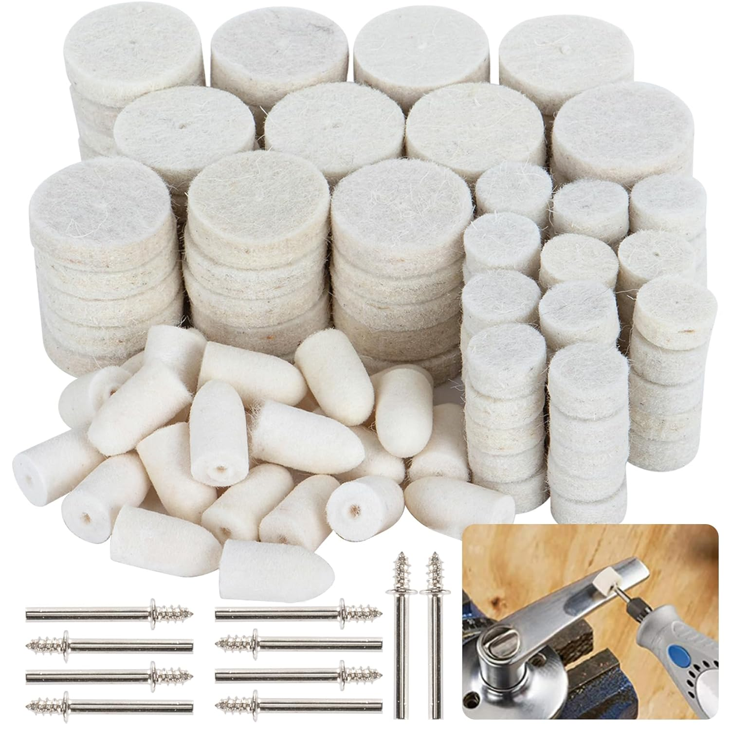 145Pcs Wool Felt Polishing Pad 1/8
