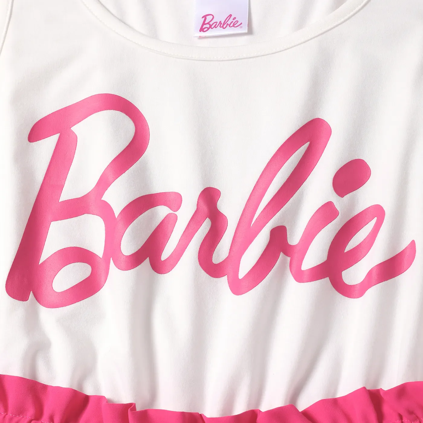 Barbie Mommy and Me Letter Print Belted Combo Tank Rompers White