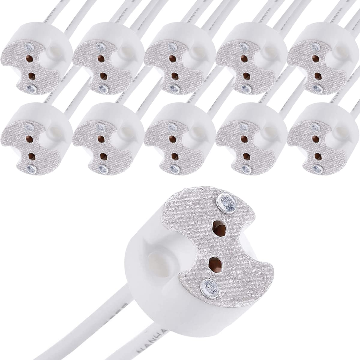 LED MR16 GU5.3 Socket, 10Pcs Halogen Lamp Bulb Ceramic Connector Wire Adapter MR11 G4, Incandescent CFL Holder Base Plug Converter