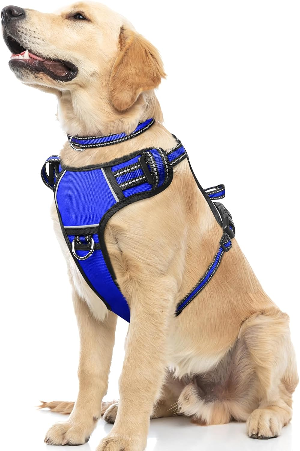 Dog Harness No Pull, Pet Harnesses with Dog Collar, Adjustable Reflective Oxford Outdoor Vest, Front/Back Leash Clips for Small, Medium, Large, Extra Large Dogs, Easy Control Handle for Walking