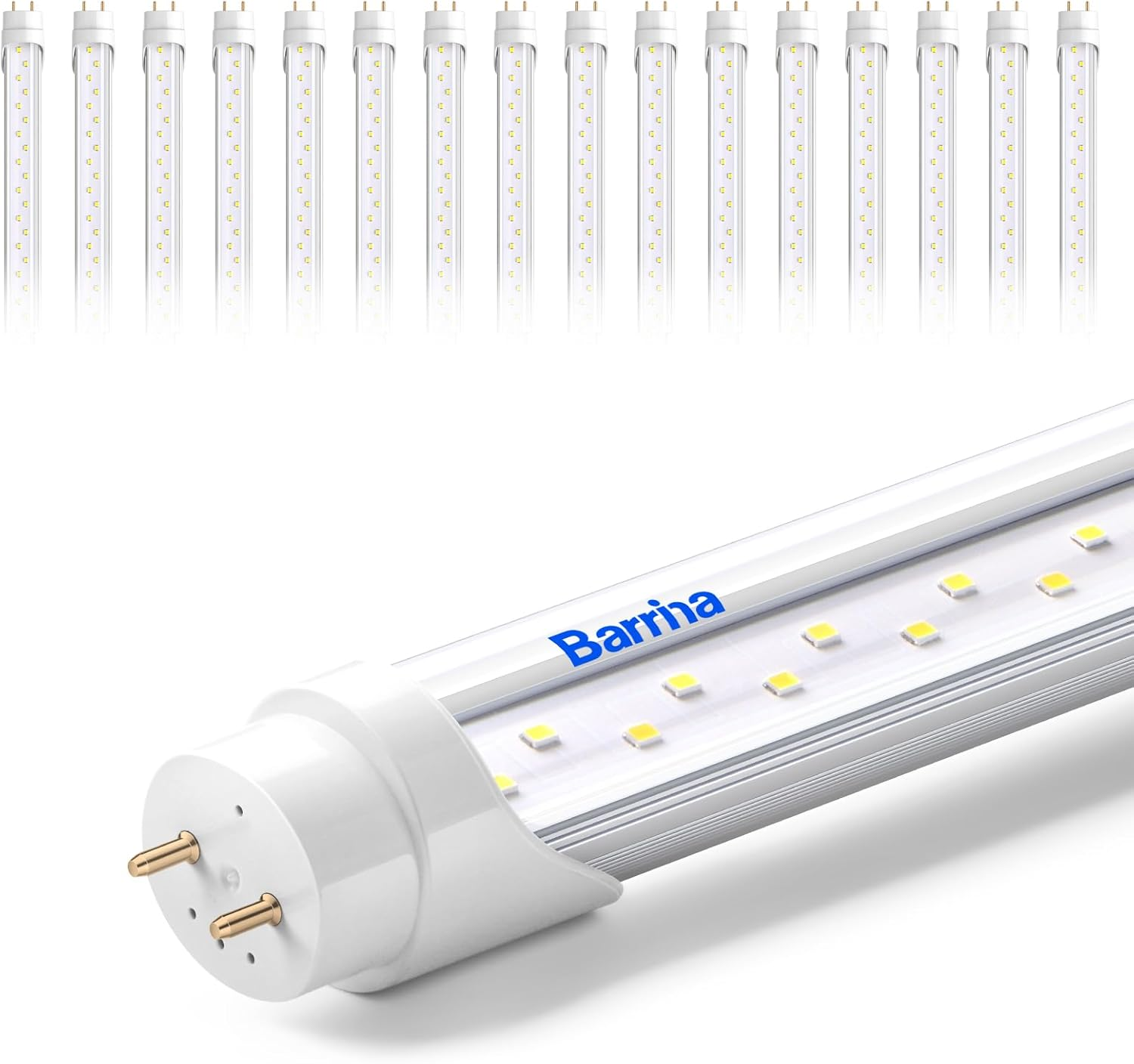 Barrina T8 LED Bulbs 4 Foot, Type B, 24W, 3200LM, 6000K Bright Light, Ballast Bypass, 4FT T8 Fluorescent Replacement, Dual-End Powered, G13, T8 T10 T12 LED Replacement, Clear Cover, 16 Packs