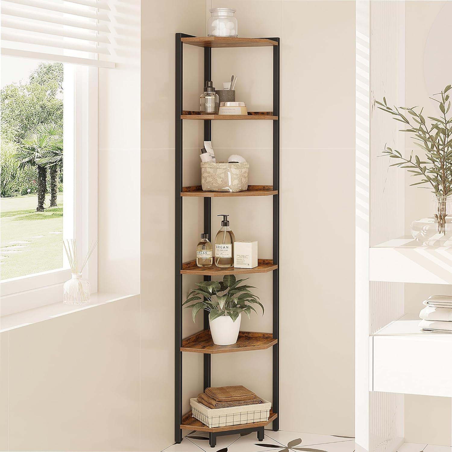 Hzuaneri Corner Shelf Stand, Corner Bookshelf, Storage Standing Shelf Unit wi... - Picture 11 of 14