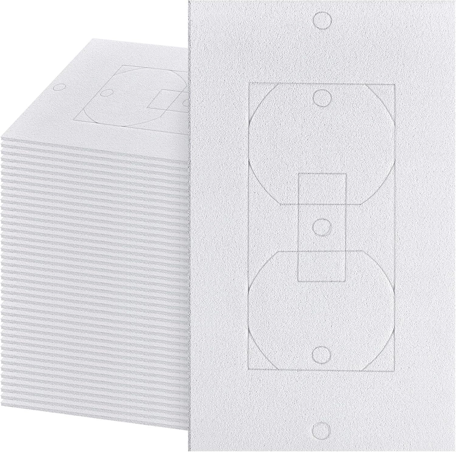 Tondiamo 30 Pcs Outlet Insulation and Draft Sealers Foam Insulation Pads Electrical Outlet Light Switch Covers Wall Gasket (White)