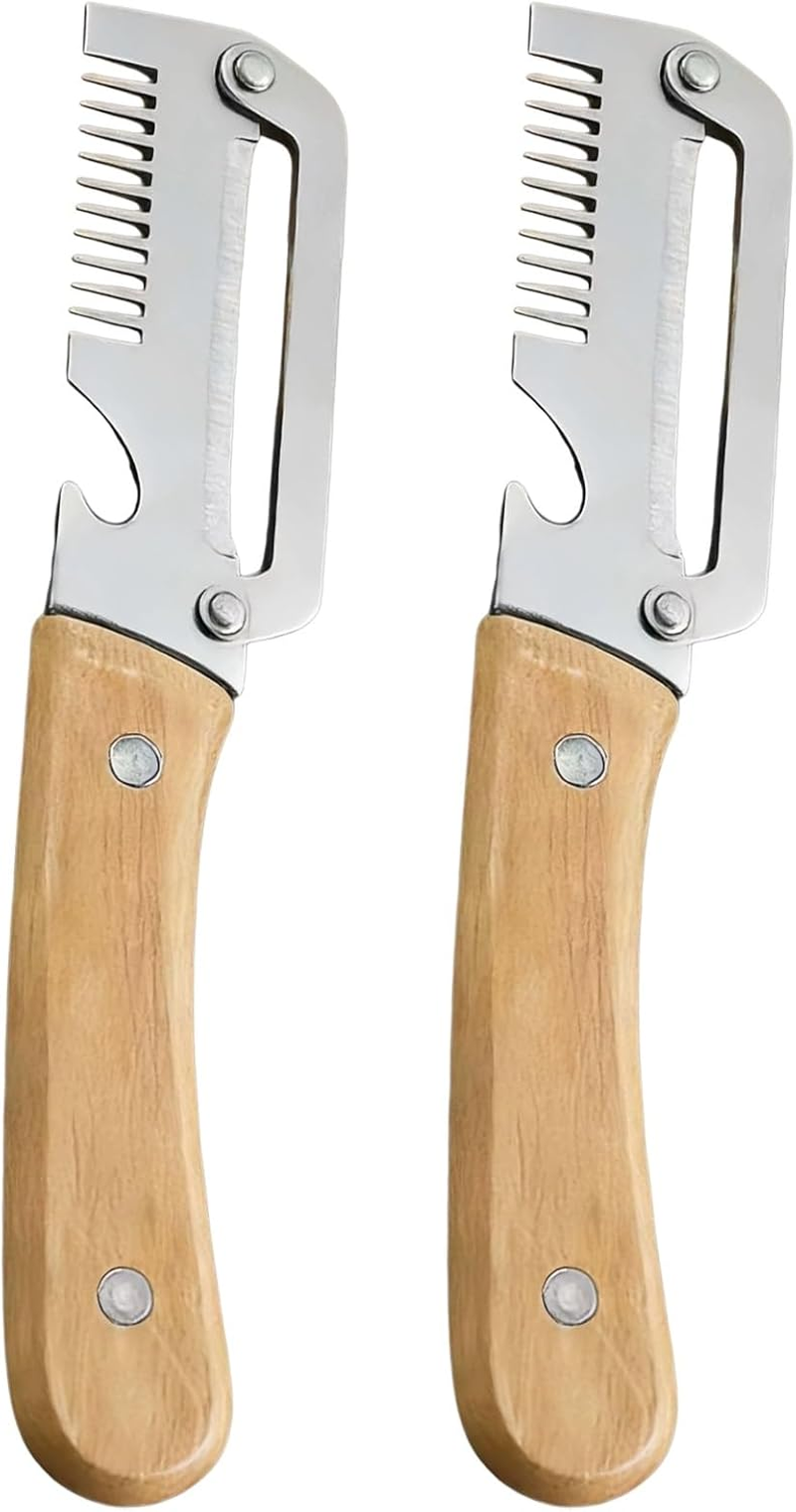 2-Teiliges Mehrzweck-Gemüseschäler-Set Mit Frühlingszwiebelschneider Und Flaschenöffner – Neues 3-In-1-Julienne-Messer Mit Edelstahlklinge Für Zuckerrohr, Kürbis Und Papaya (2026)