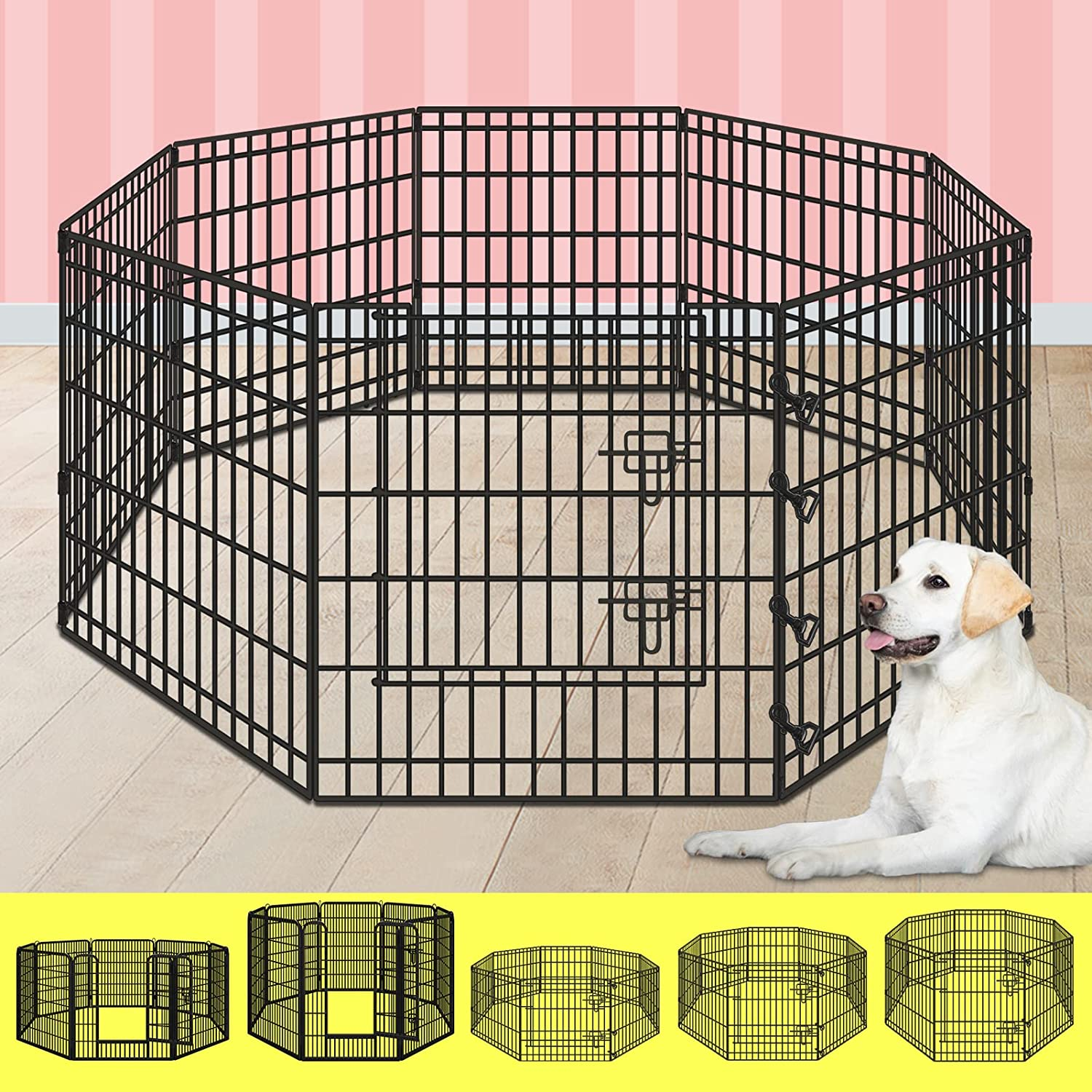 Beastie Foldable Pet Dog Metal Playpen 36", 8 Panels Folding Dog Play Pen Fra... - Picture 12 of 17