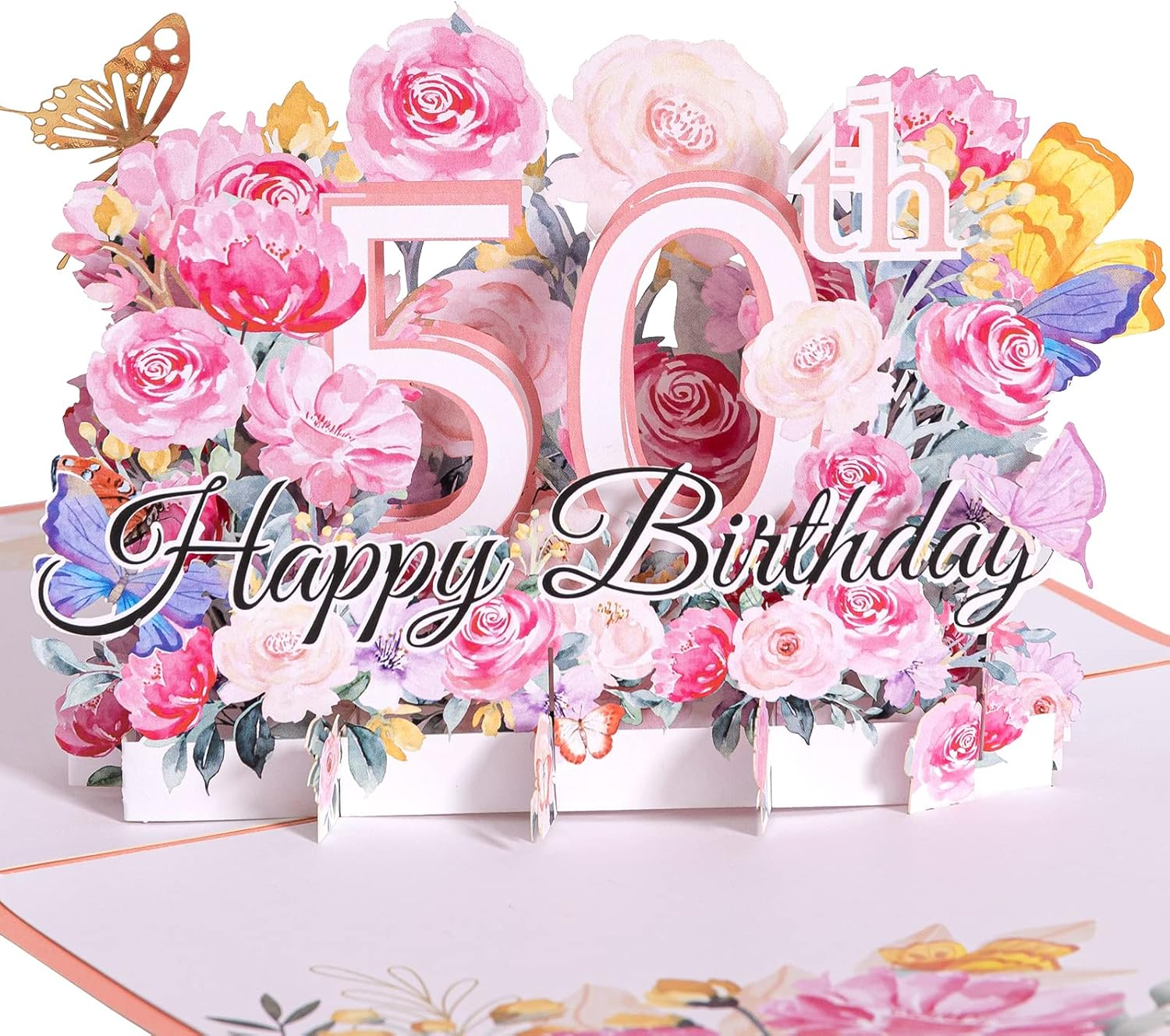 50Th Birthday Pop up Card, Happy 50Th Birthday Card for Her, Women, Wife, 50Th B