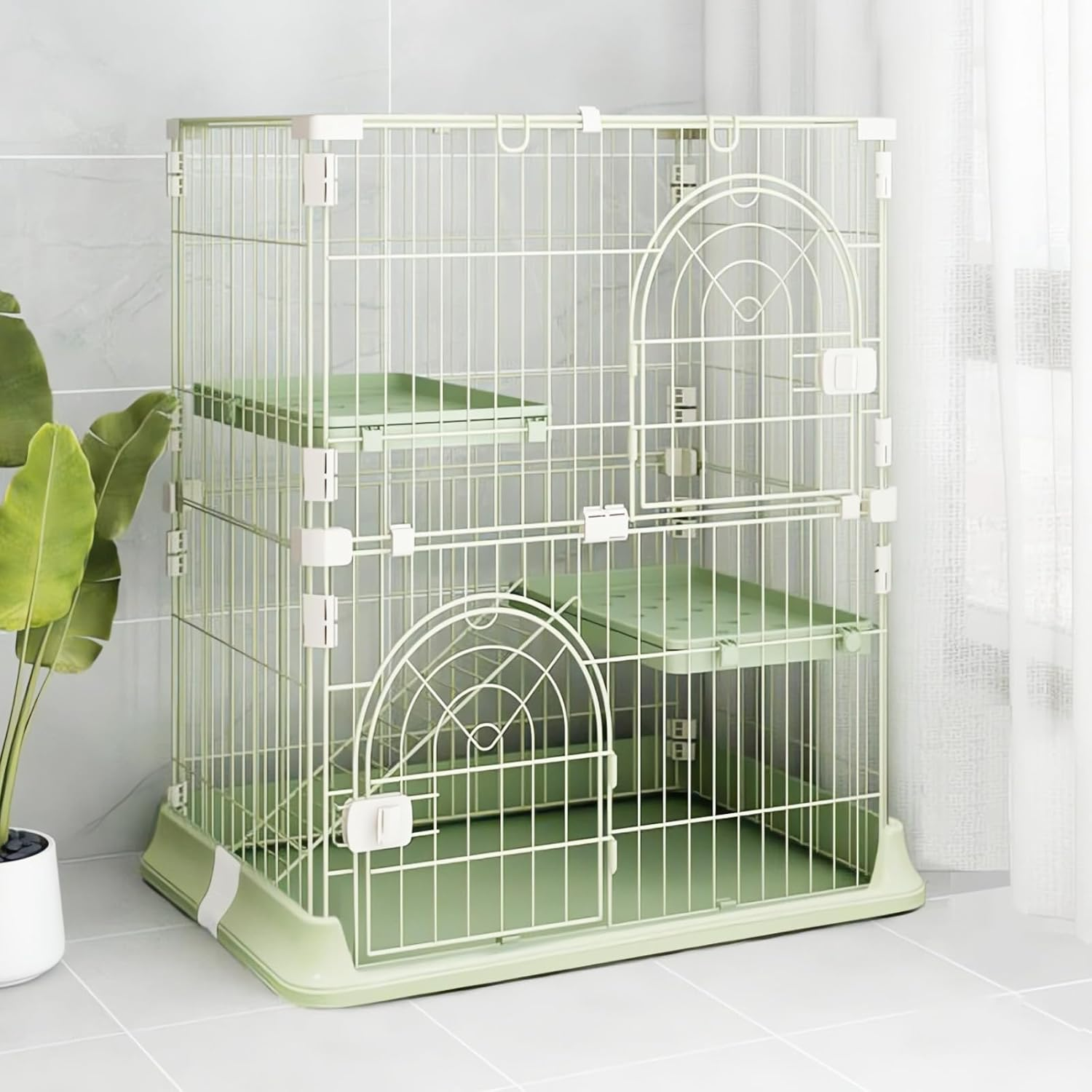 Slim 2/3-Tier Cat Cage for Large Cats Easy Assembly Pet Cage with Wide Door &... - Picture 4 of 4