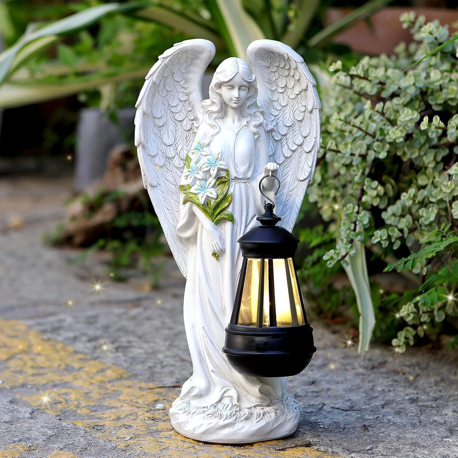 Solar Angel Outdoor Garden Statue - 13.2
