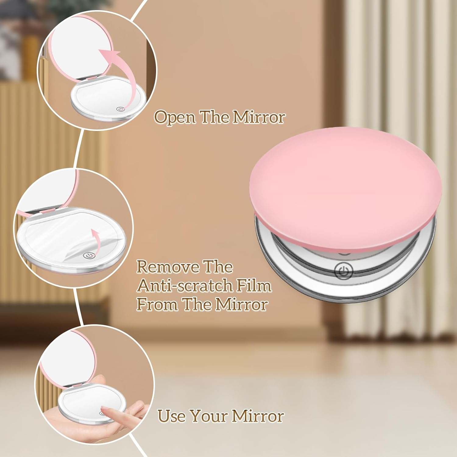 Kakuje Compact Mirror with Light, 1X/3X Magnification LED Pocket Mirror with ... - Picture 3 of 14