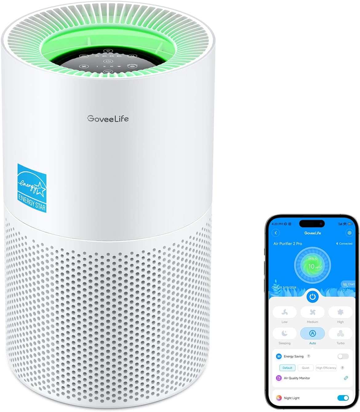 Air Purifiers for Home, Smart Air Purifier for Large Rooms with App & Alexa Control, Detachable Pre-Filter, Covers up to 1162Ft², Sleep Mode for Pet Hair, Pollen, Dust and Smoke