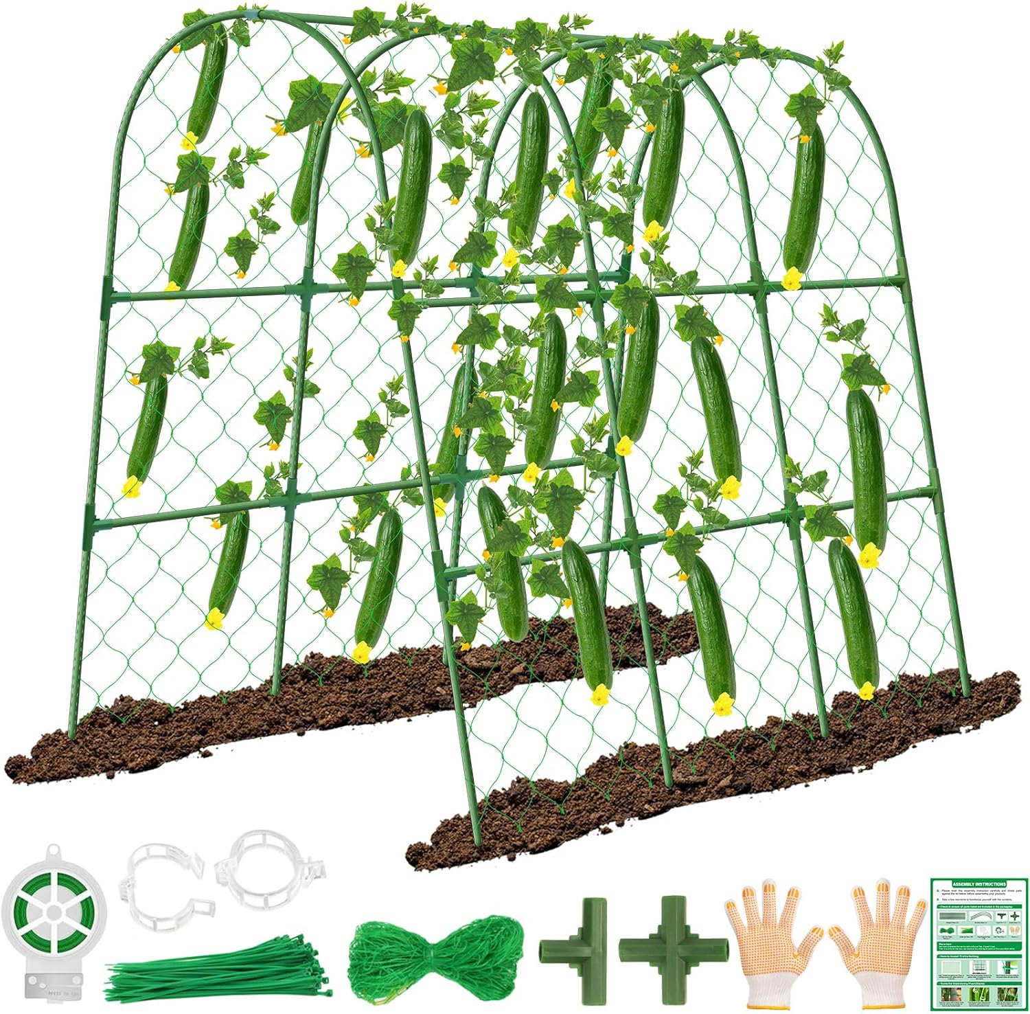 U-Shaped Metal Cucumber Trellis for Raised Bed - 48x48 Inch Garden Support