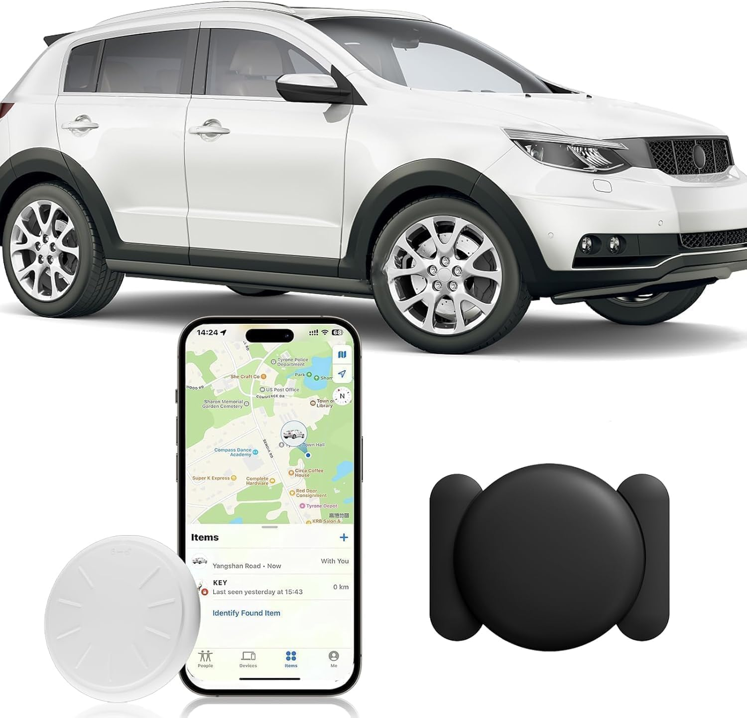 Tracker Device for Vehicles,Gps Car Tracker Works with Apple Find My(Ios Only),Anti-Lost Car Locator,Mini Hidden Car Tracker with Magnetic Case (Black,1Pcs)