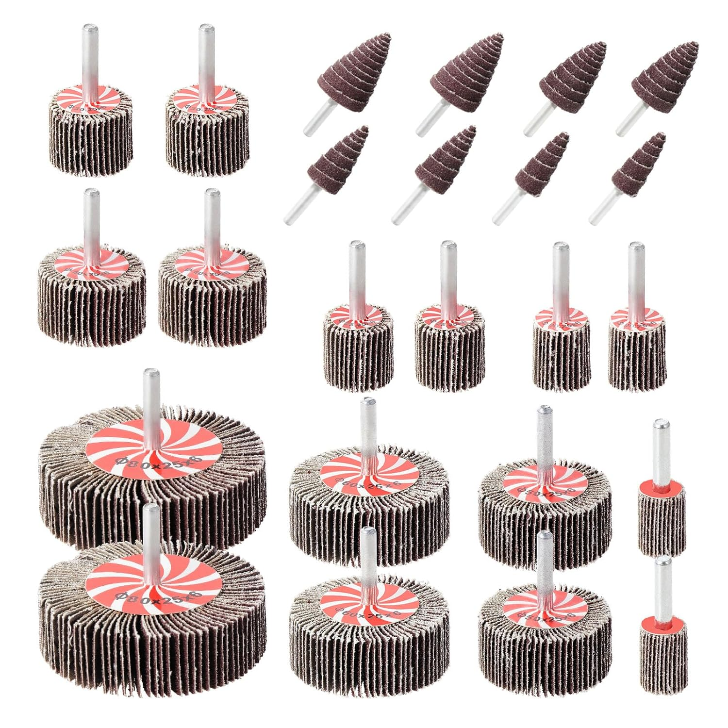 24PCS 80 Grit Sanding Flap Wheels Abrasive Flap Wheel Set Polishing Disc Sanding Heads 80 Grit Sanding Paper Polishing Wheel for Drill Rotary Tool Polishing Grinding Deburring