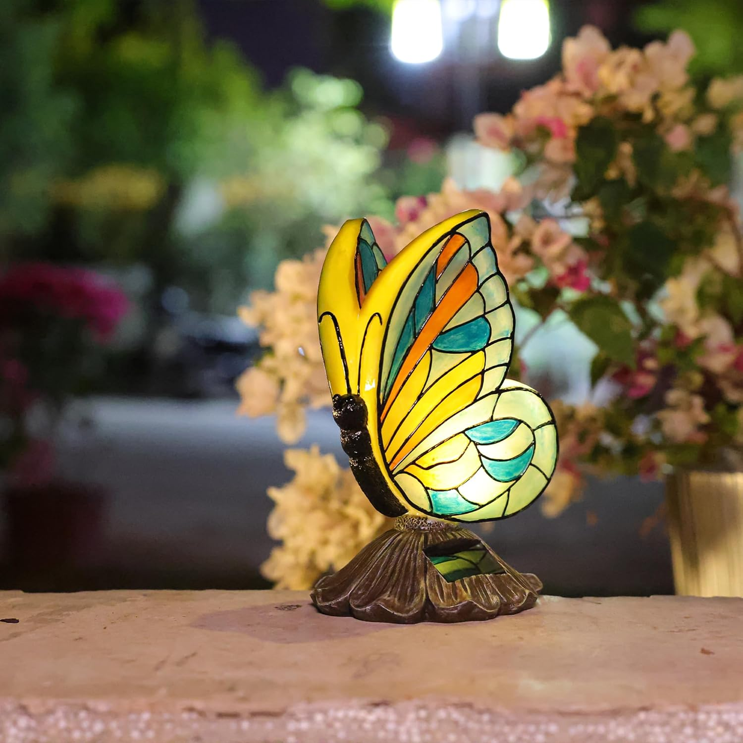 Solar Butterfly Garden Statues,Butterfly Decor for Outdoor,Resin Colorful