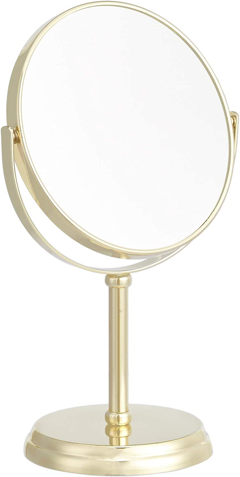 Amazon Basics Tabletop Mount Vanity round Mirror, 1X/5X Magnification, Iron, 7.2