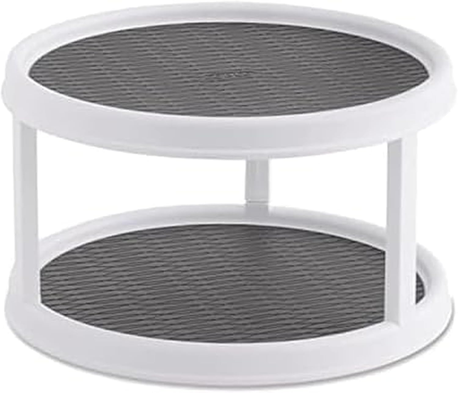 Non-Skid Turntable, 2-Tier, 12-Inch, Durable & Easy Clean, White/Gray