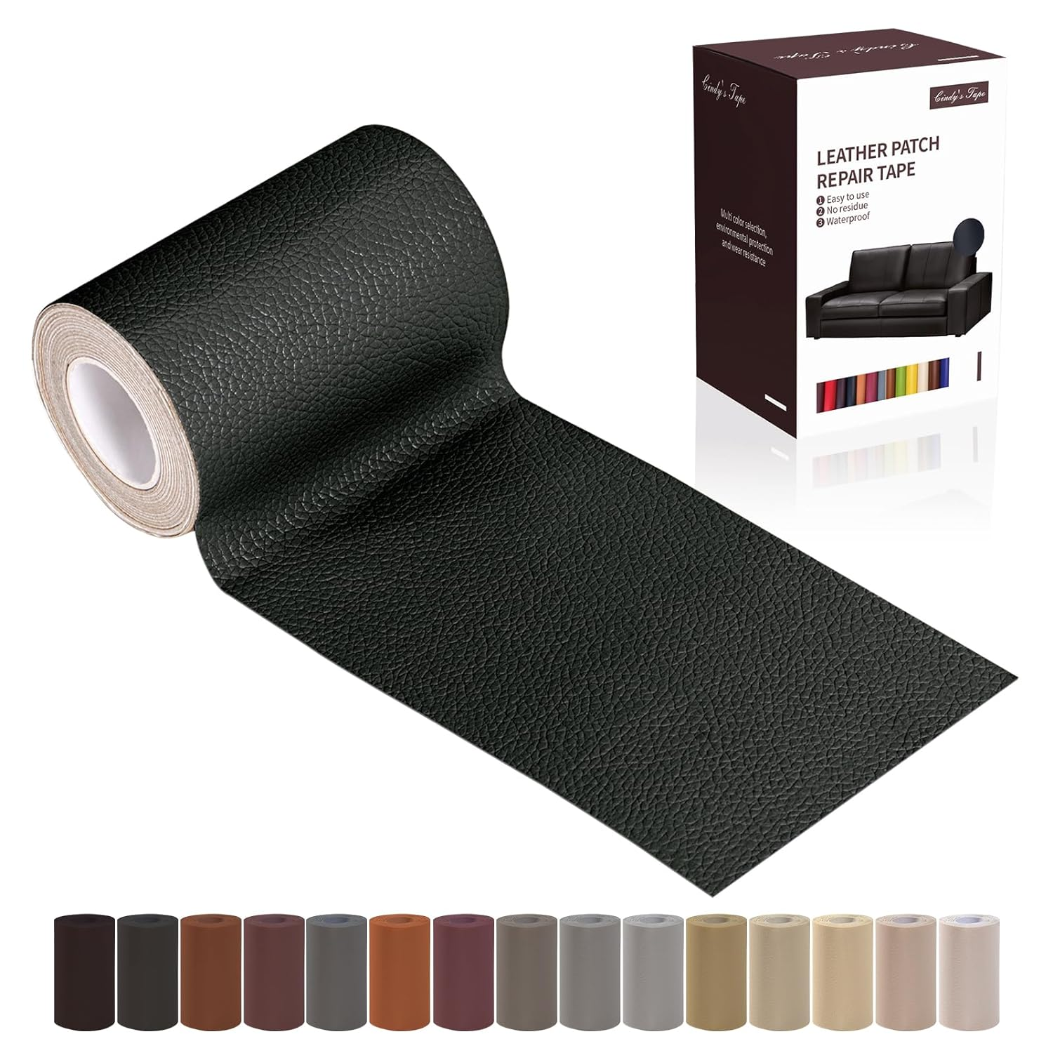 Leather Repair Patch Tape, Black 3 X 61 Inches Self Adhesive Leather Repair Kit for Furniture, Car Seat,Vinyl Leather Repair Kit for Office Chairs, Couch, Sofa, Luggage