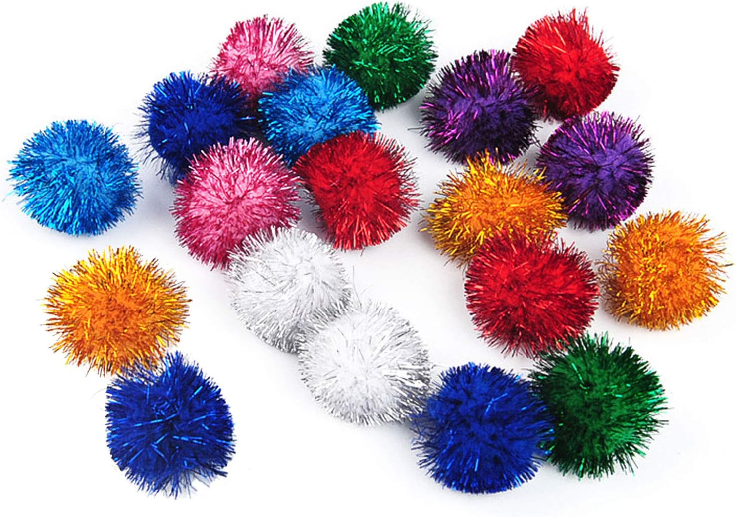 20 Pack 2 Inches Cat Sparkle Balls for Cats Large Size, Glitter Pom Poms Fuzzy Cat