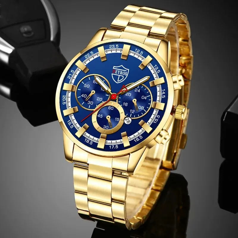 Fashion Men's Quartz Watch Stainless Steel Business Calendar Luminous Sport 