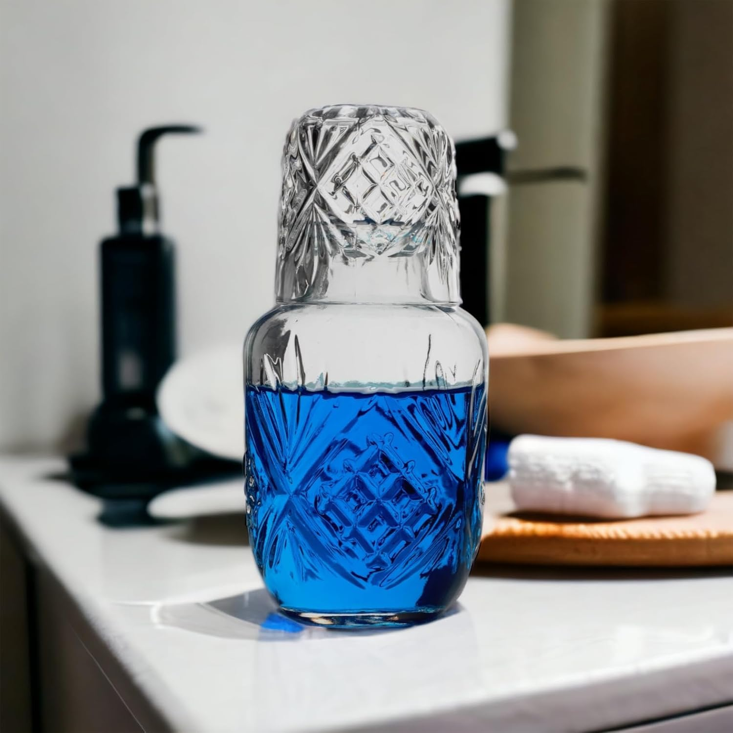 Bedside Water Carafe and Glass Set, Carafe, Water Carafe, Nightstand Carafe, ... - Picture 7 of 14
