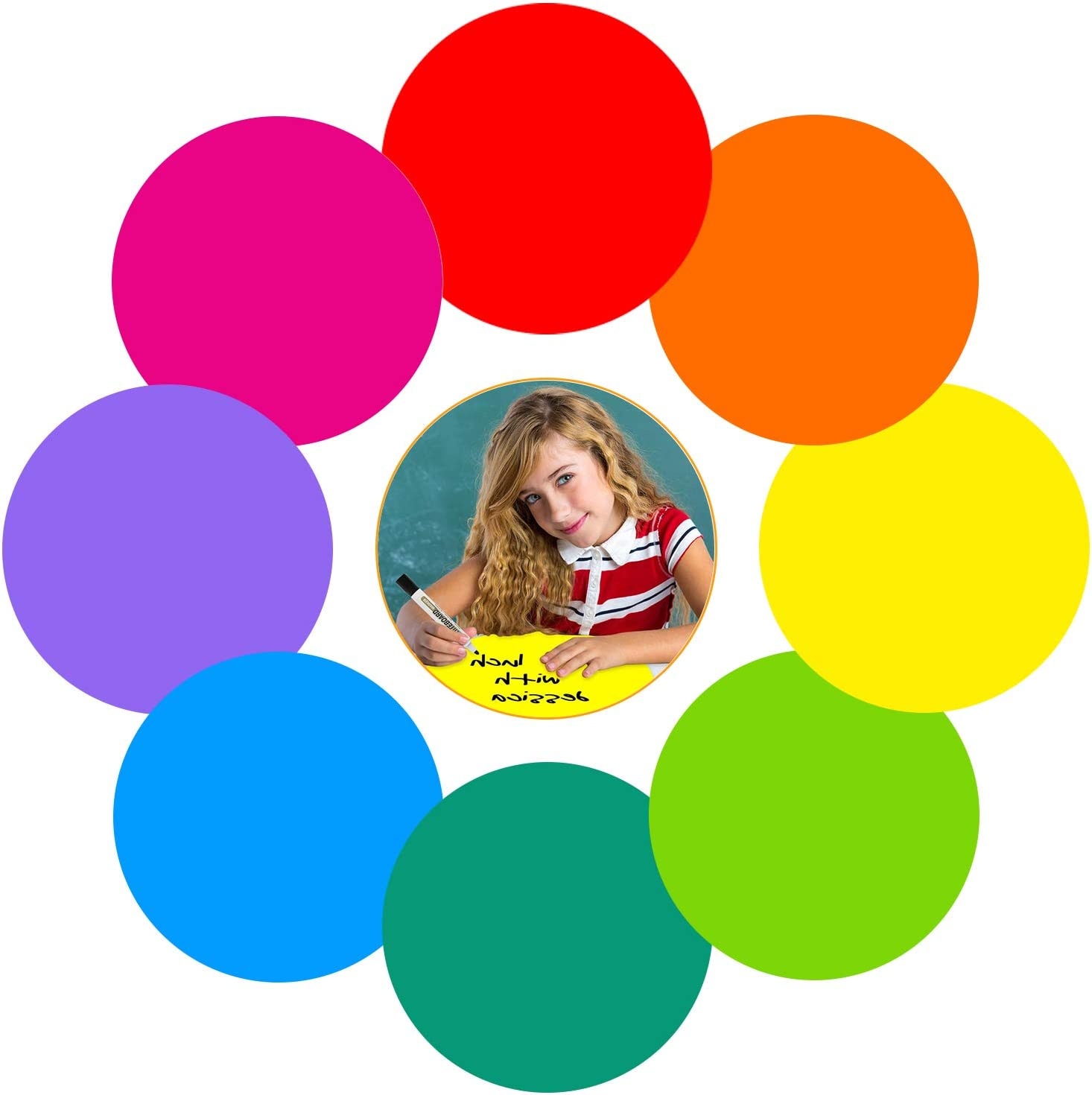 Colorful Dry Erase Dots Circles Whiteboard Marker Removable Stickers Spots Wall 