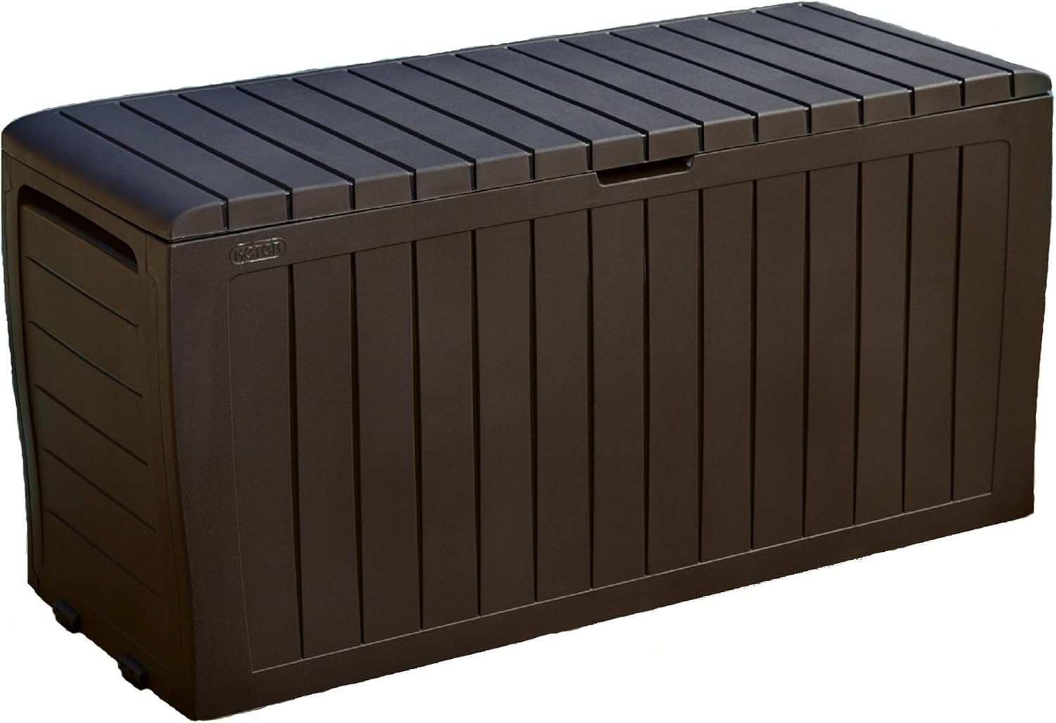 Caja de almacenamiento exterior de resina de 71 galones para cojines de muebles de patio