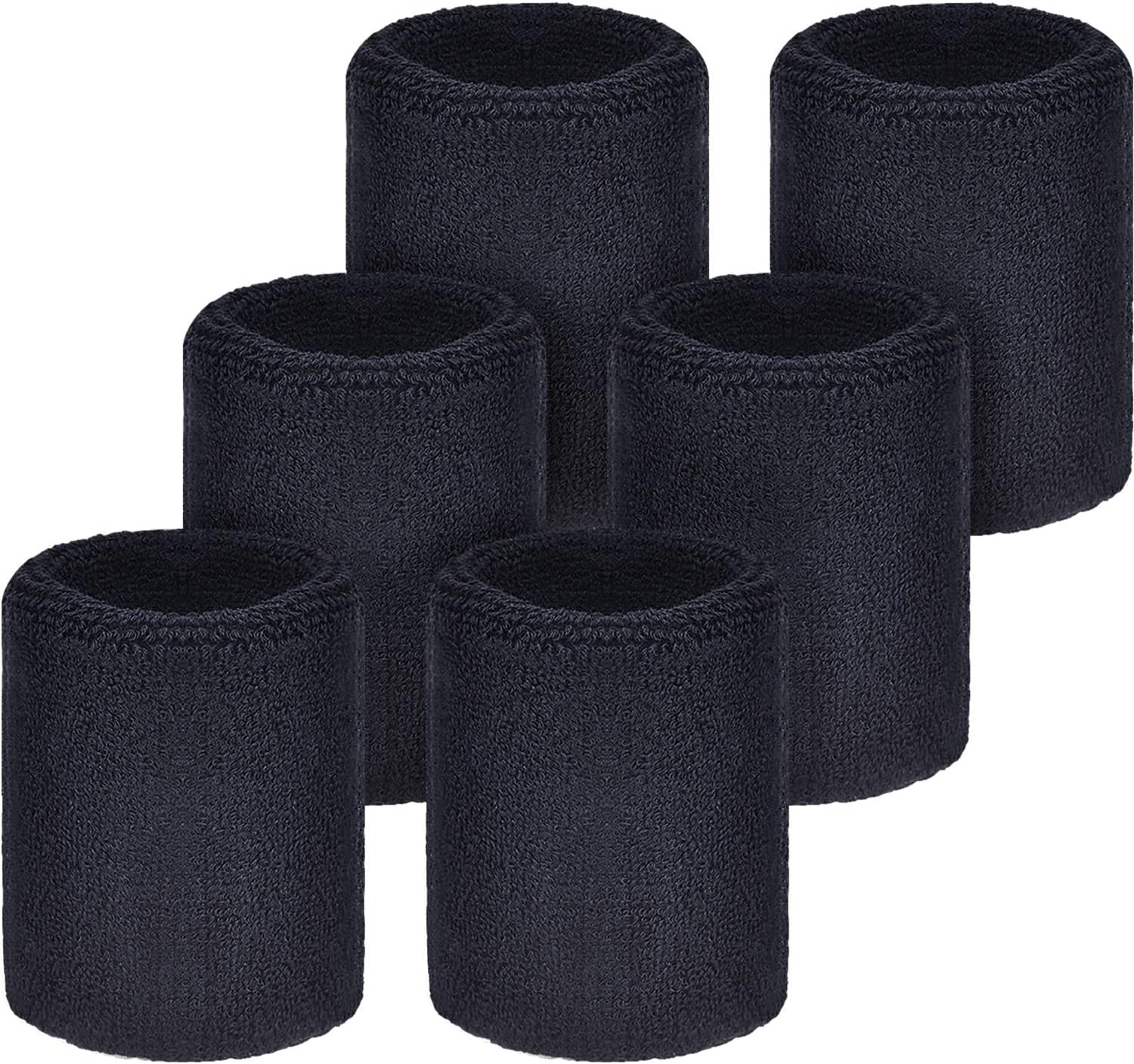 Willbond 6 Pcs Wrist Sweatbands Sports Tennis Wristbands Wrist Bands for Sweat Wrist Bands Competitions Absorbent Sweatbands for Basketball Tennis Football Running Working