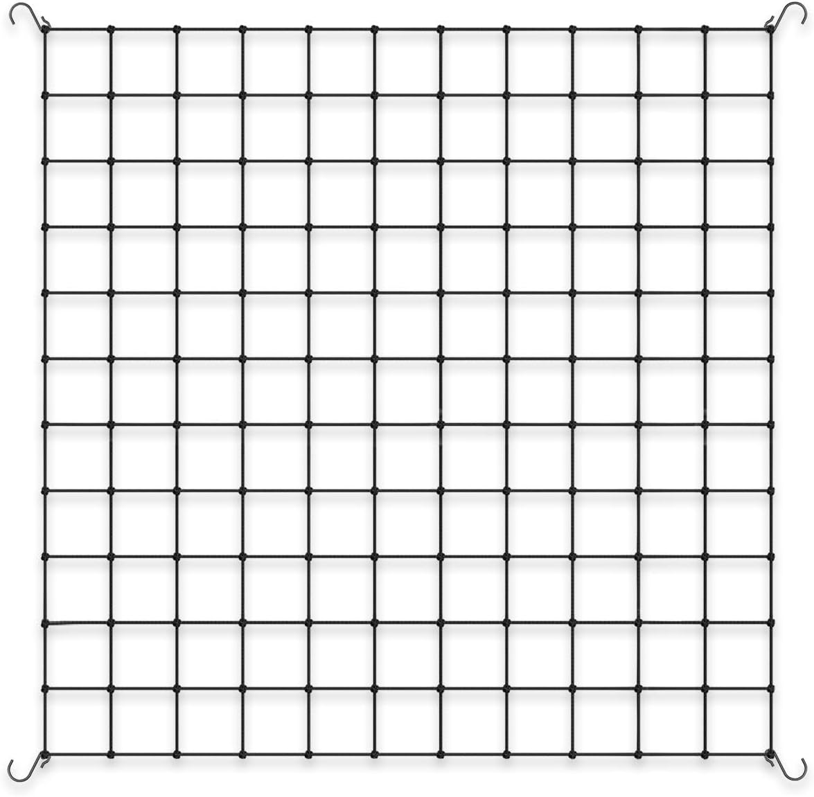 Grow Tent Trellis Netting 4X4', Heavy-Duty Elastic Plant Net with Steel Hooks, Flexible Hydroponics Support for Grow Tents, Gardening, and Horticulture