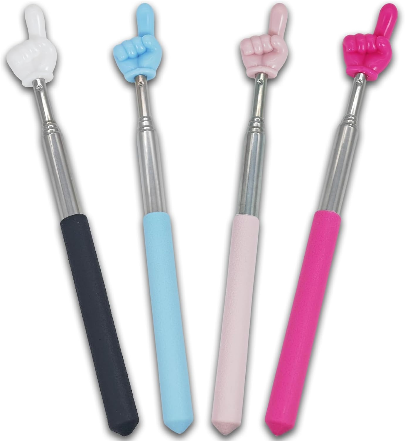4 PCS Extendable Pointer Finger Stick - Bright Colored Telescopic Teachers Pointer for Classroom, Perfect Pointing Stick for Kids Reading & Presentation Pointers