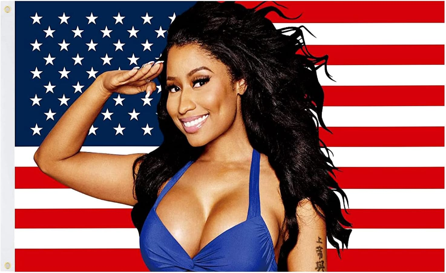 Nicki Minaj Flag Nic-Ki Min-Aj American Flag Vivid Colors Double Stitched and 2 Brass Grommets 3X5 FT Banner