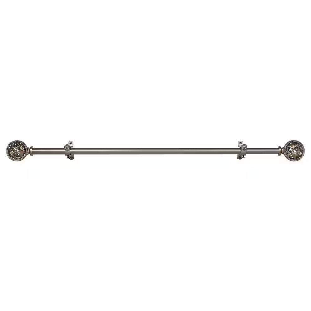 Buono II Grace 66 In. - 120 In. Adjustable 3/4 In. Single Curtain Rod in Satin Nickel Grace Finials