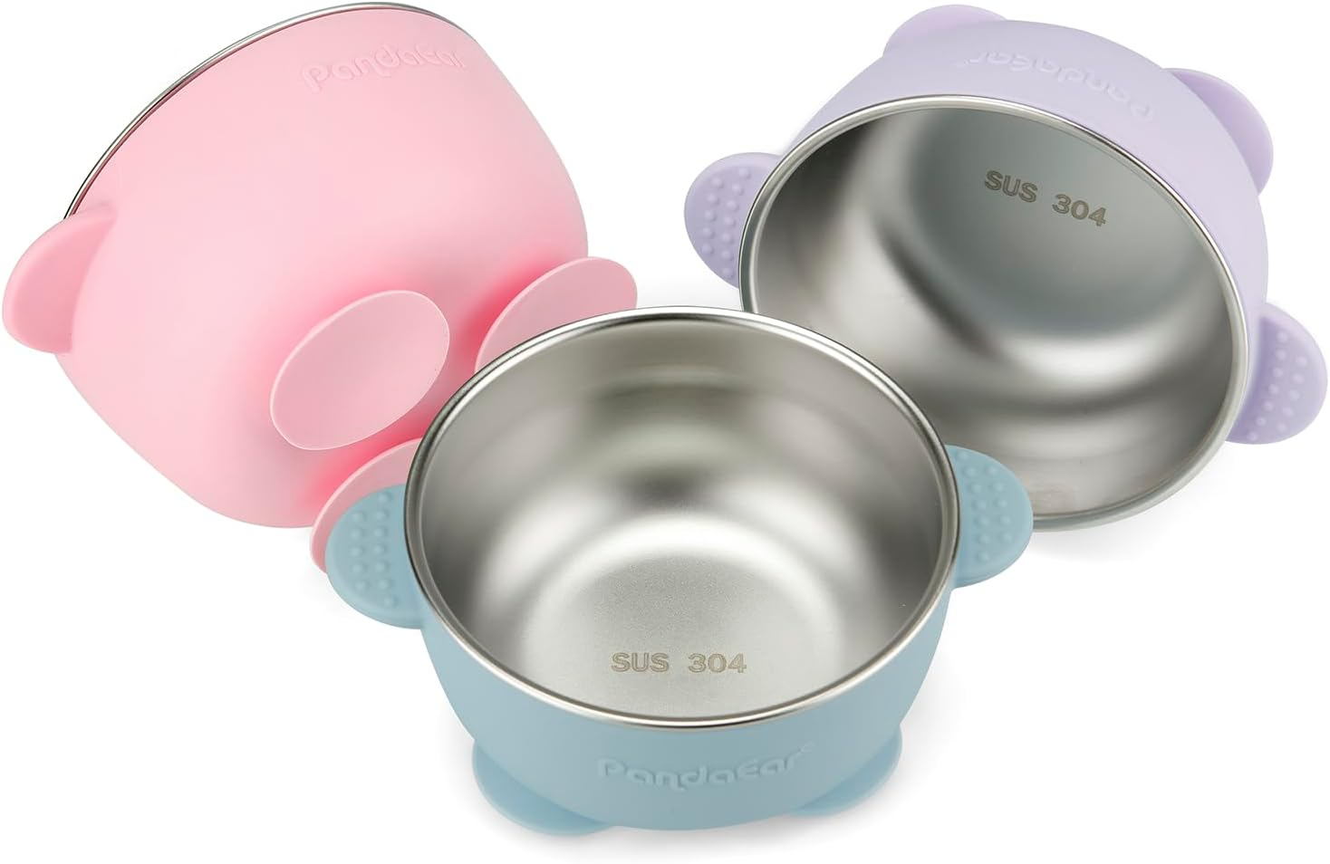 3 Pack Baby Stainless Steel Bowls with Suction, Non-Slip Child Food Bowl with Silicone Sleeve for Kids Toddlers Infants, Extra Strong Base, BPA Free